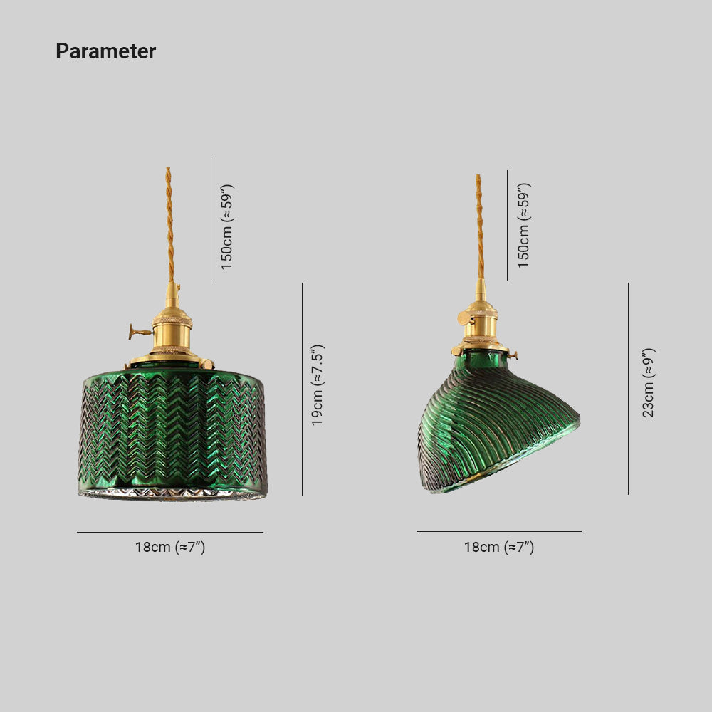 Valentina Lámpara Colgante Retro LED Verde Metal/Cristal Comedor