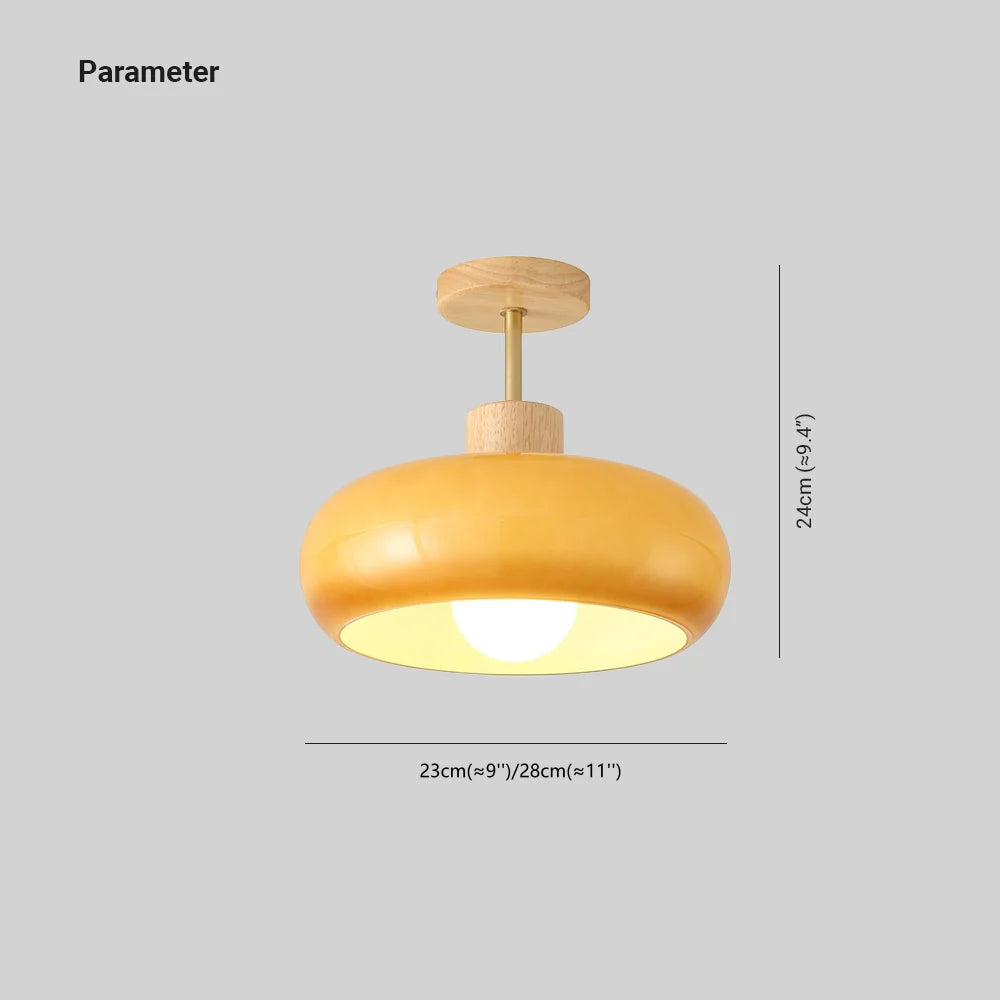 Valentina Plafón Empotrable Taza Minimalista Madera/Cristal Blanco/Naranja