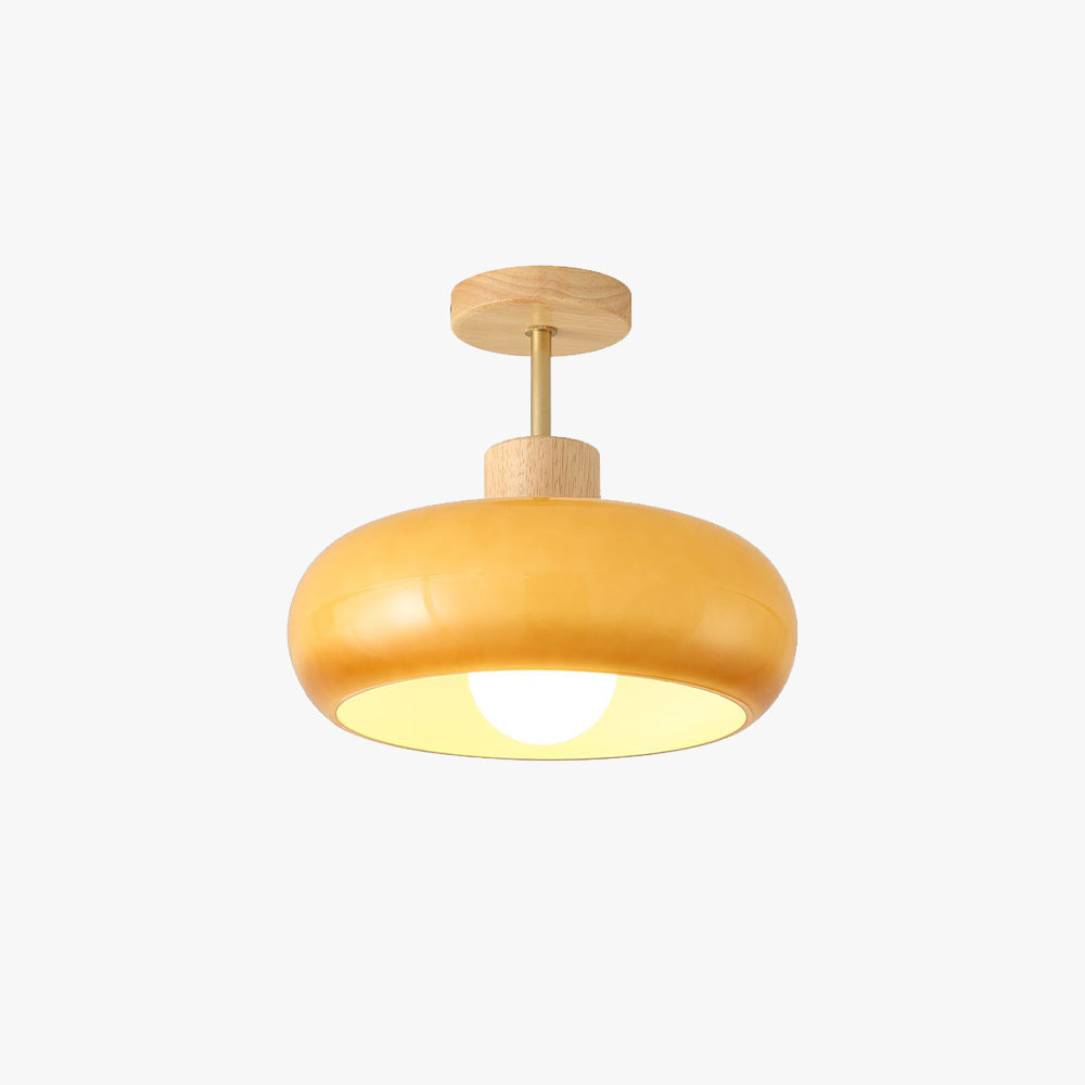 Valentina Plafón Empotrable Taza Minimalista Madera/Cristal Blanco/Naranja