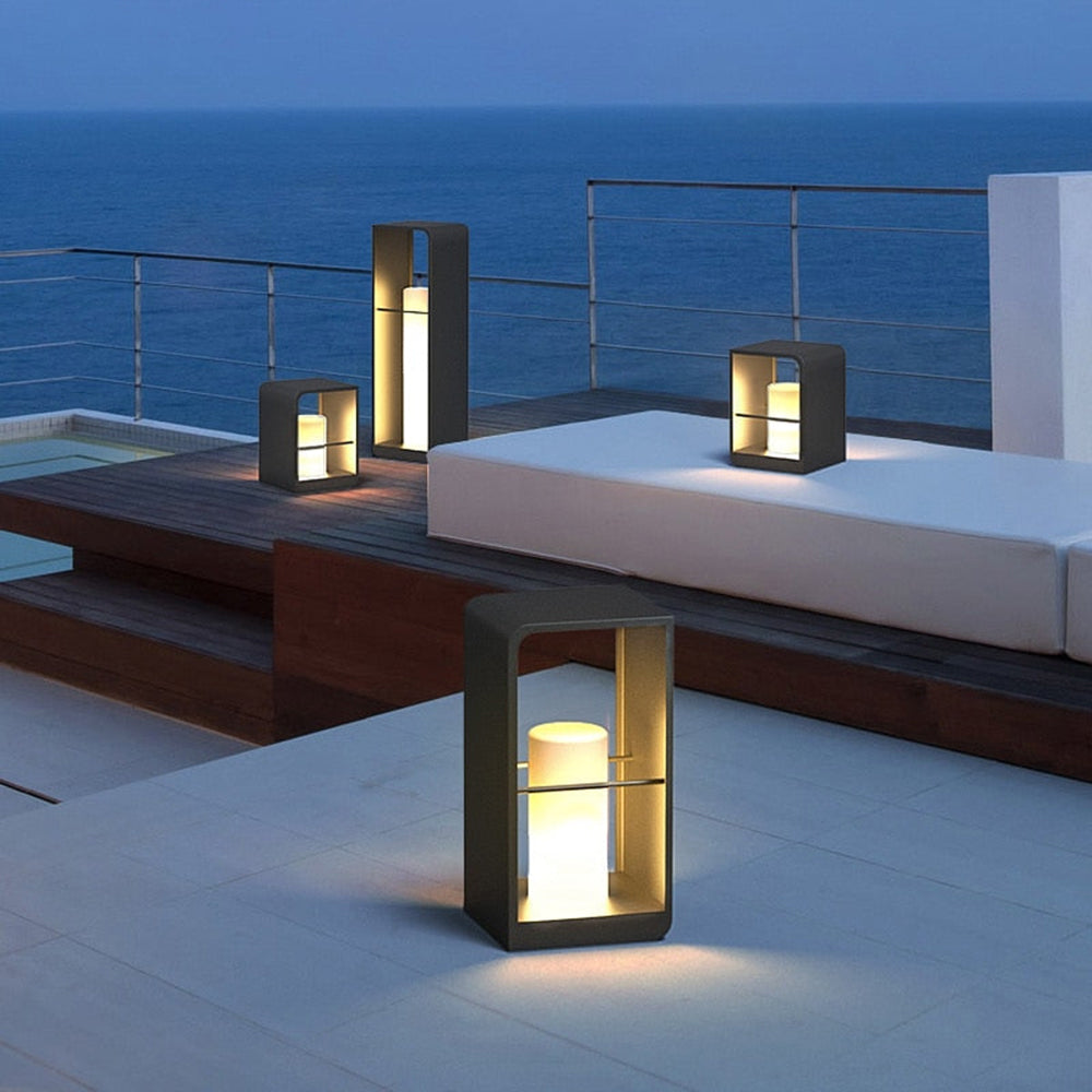 Ray Minimalista Rectangular Metal Acrílico Lámpara Exterior
