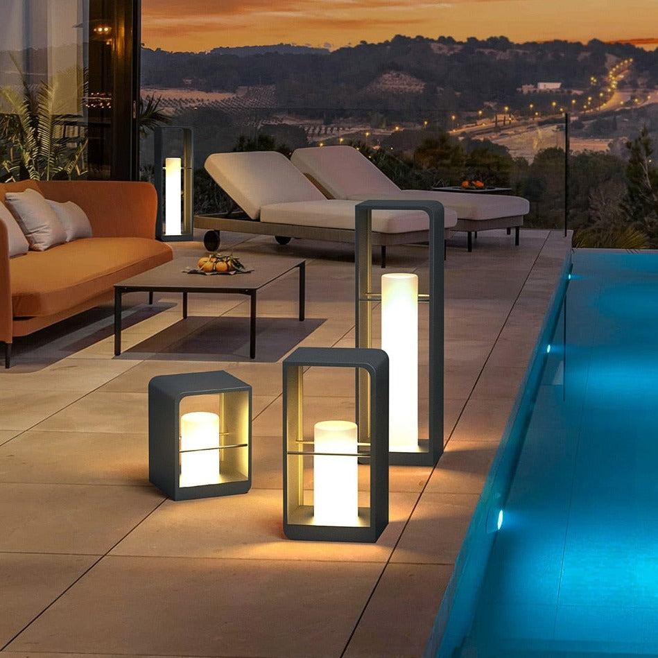 Ray Minimalista Rectangular Metal Acrílico Lámpara Exterior