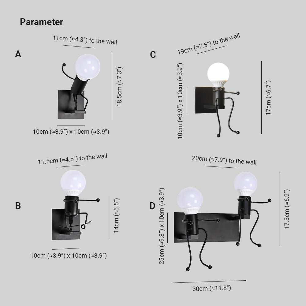 Luxo Lindo Metal LED Aplique de Pared Negro/Blanco