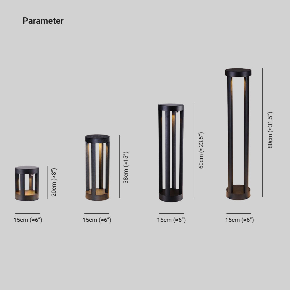 Ray Minimalista Cilíndrica Metal Solar Lámpara De Pie Exterior