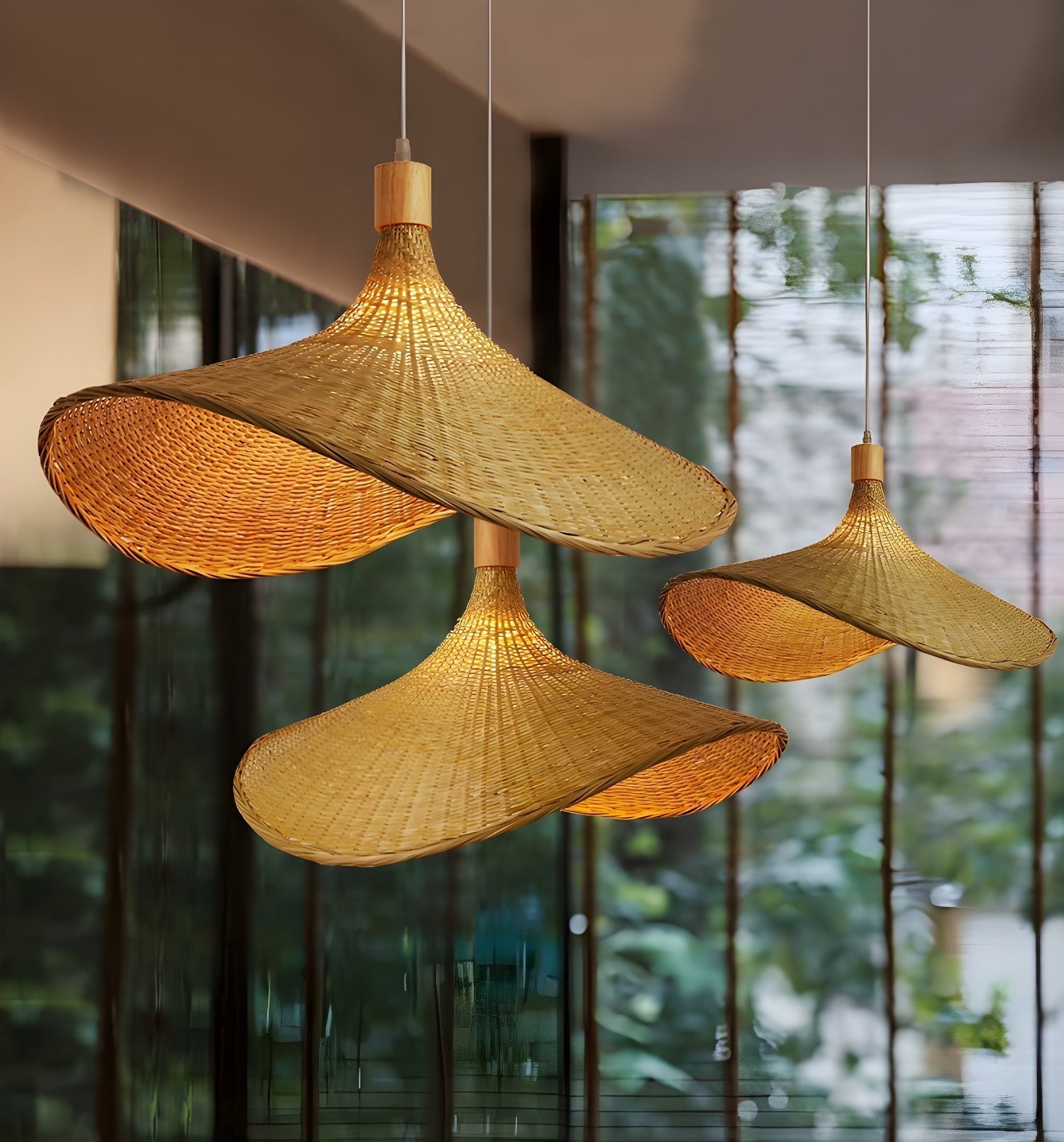 Rattan Weave Hat Pendant Light - Letslighting