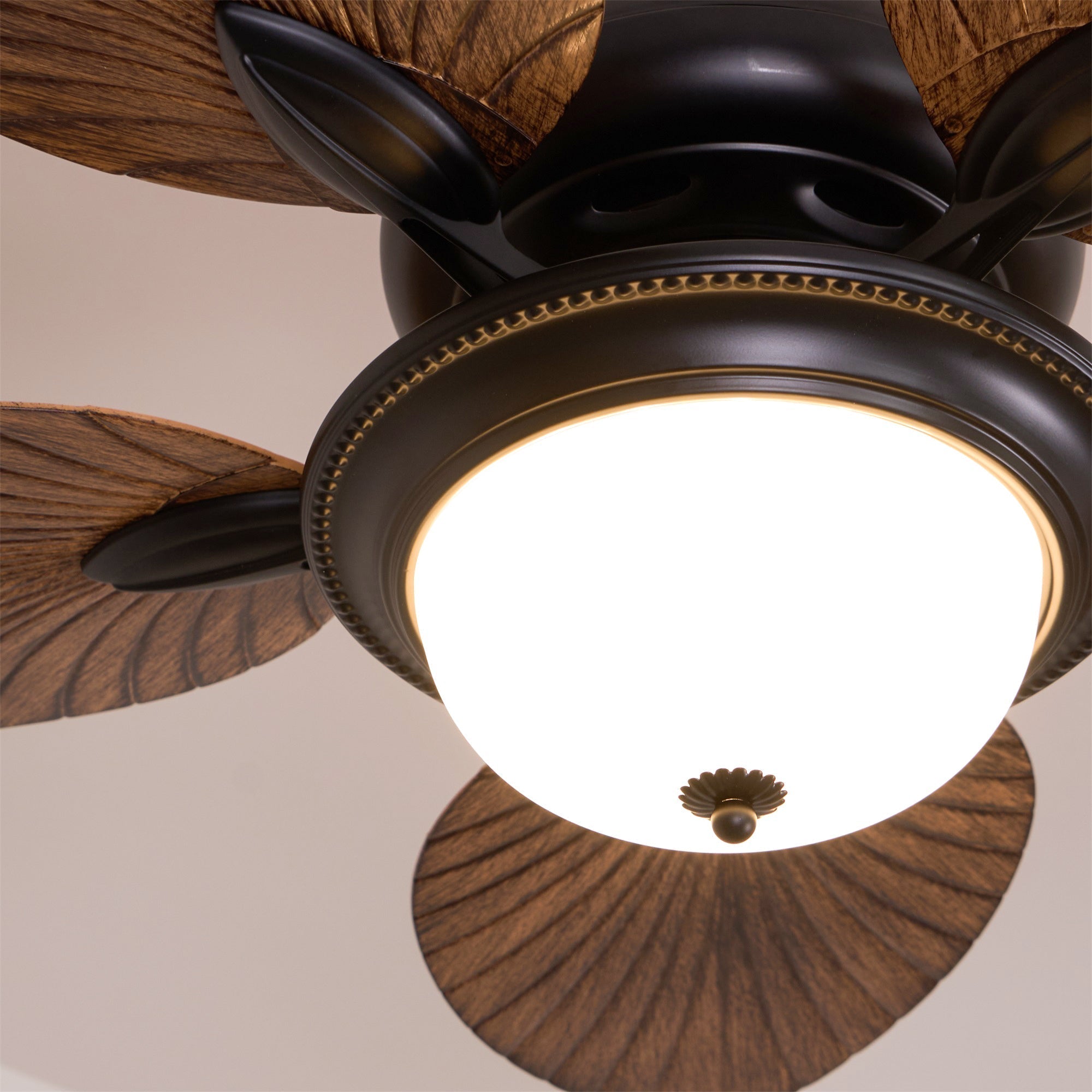 Ventilador de Techo Tropical Virel de Madera con Luz, vista completa