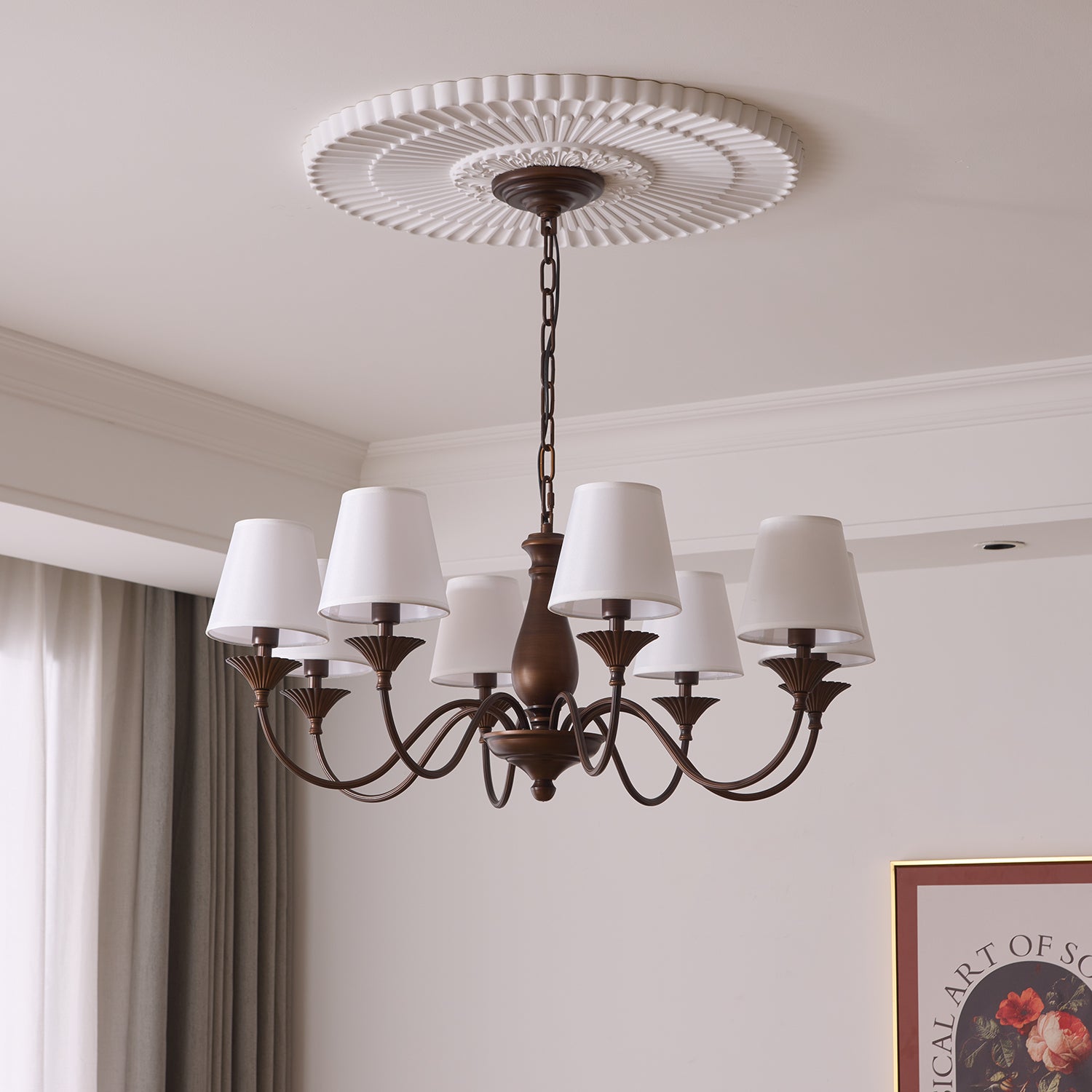 Aurora Chandelier Fabric Shade Vintage - Letslighting