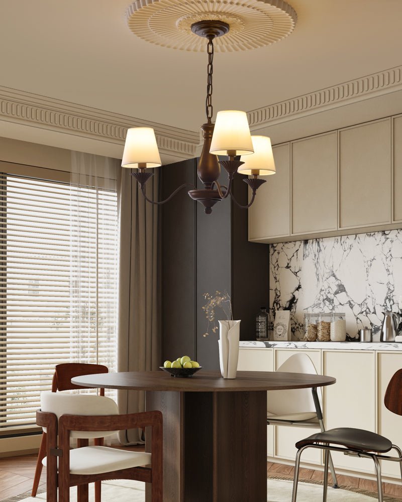 Aurora Chandelier Fabric Shade Vintage - Letslighting