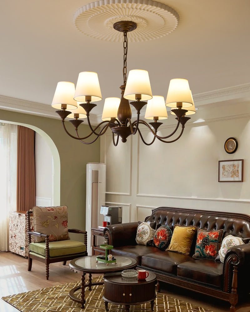 Aurora Chandelier Fabric Shade Vintage - Letslighting