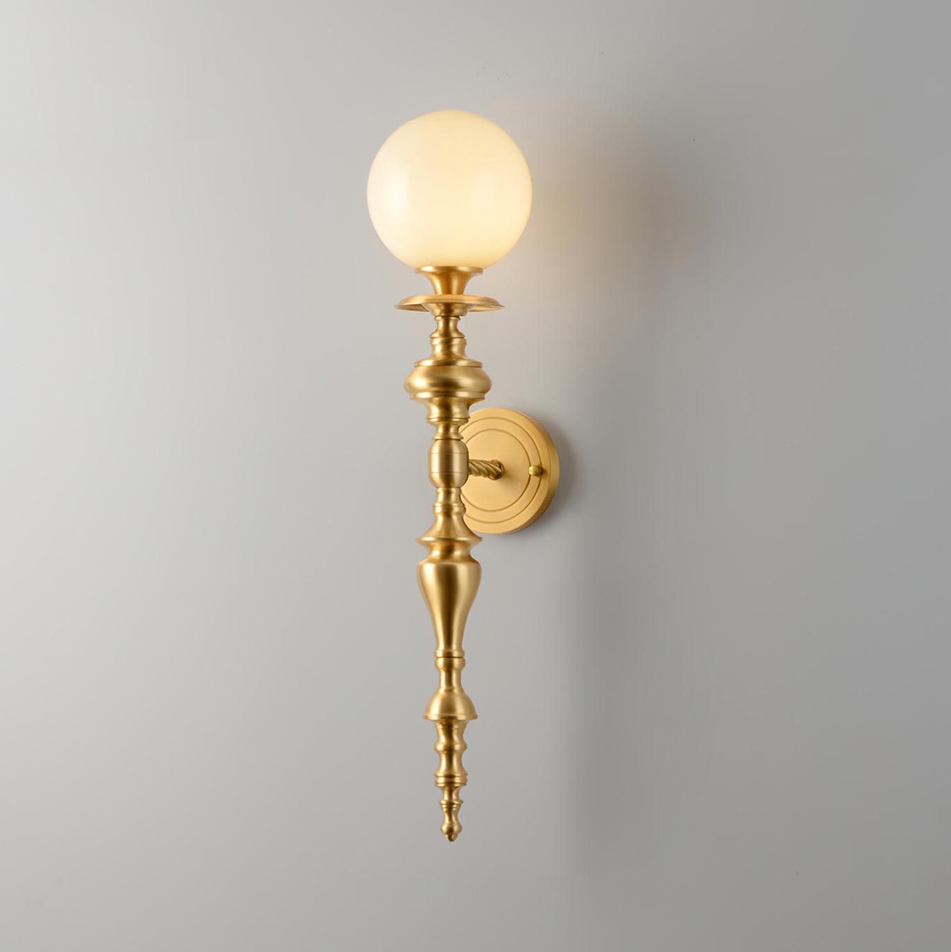 Wall Lamp Sculpted Brass Body Globe Shade Classic Elegant Statement - Letslighting