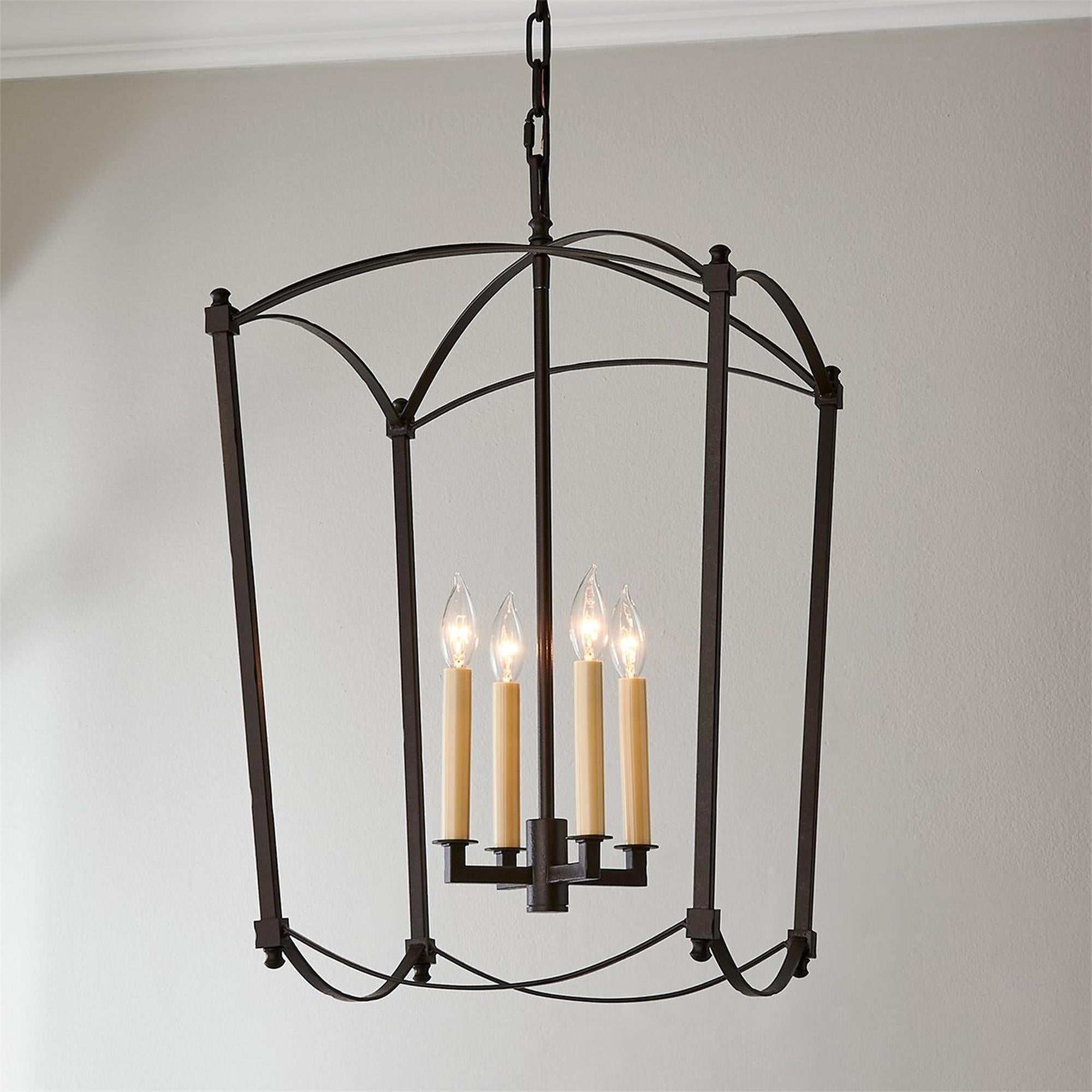 Xenuvyu Modern Minimalist Industrial Black Metal Lantern Pendant Lamp - Lamp Copper