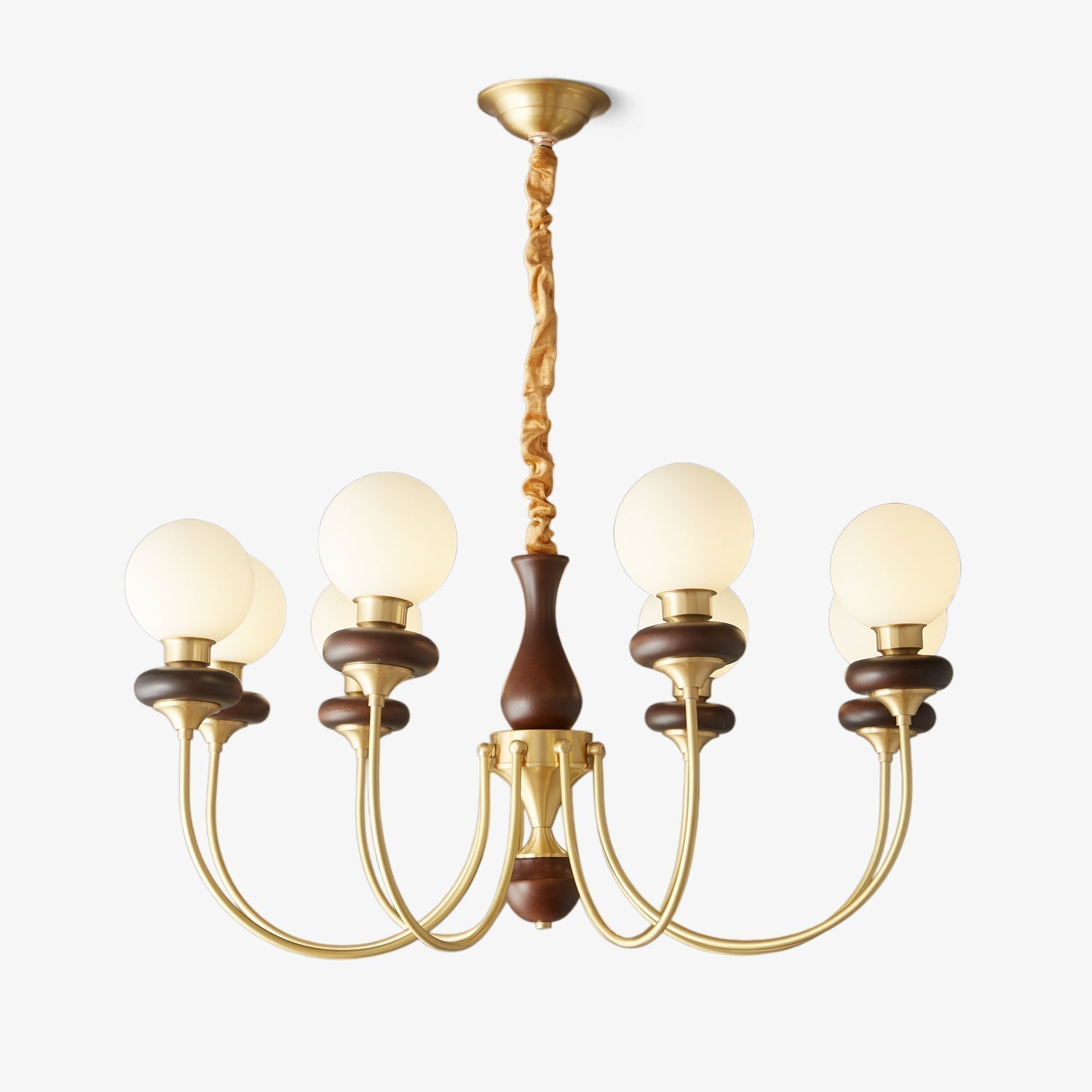 Cotheor Vintage Traditional Arc Wood Glass Chandelier - Letslighting
