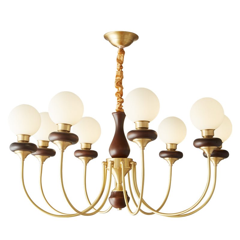 Cotheor Vintage Traditional Arc Wood Glass Chandelier - Letslighting