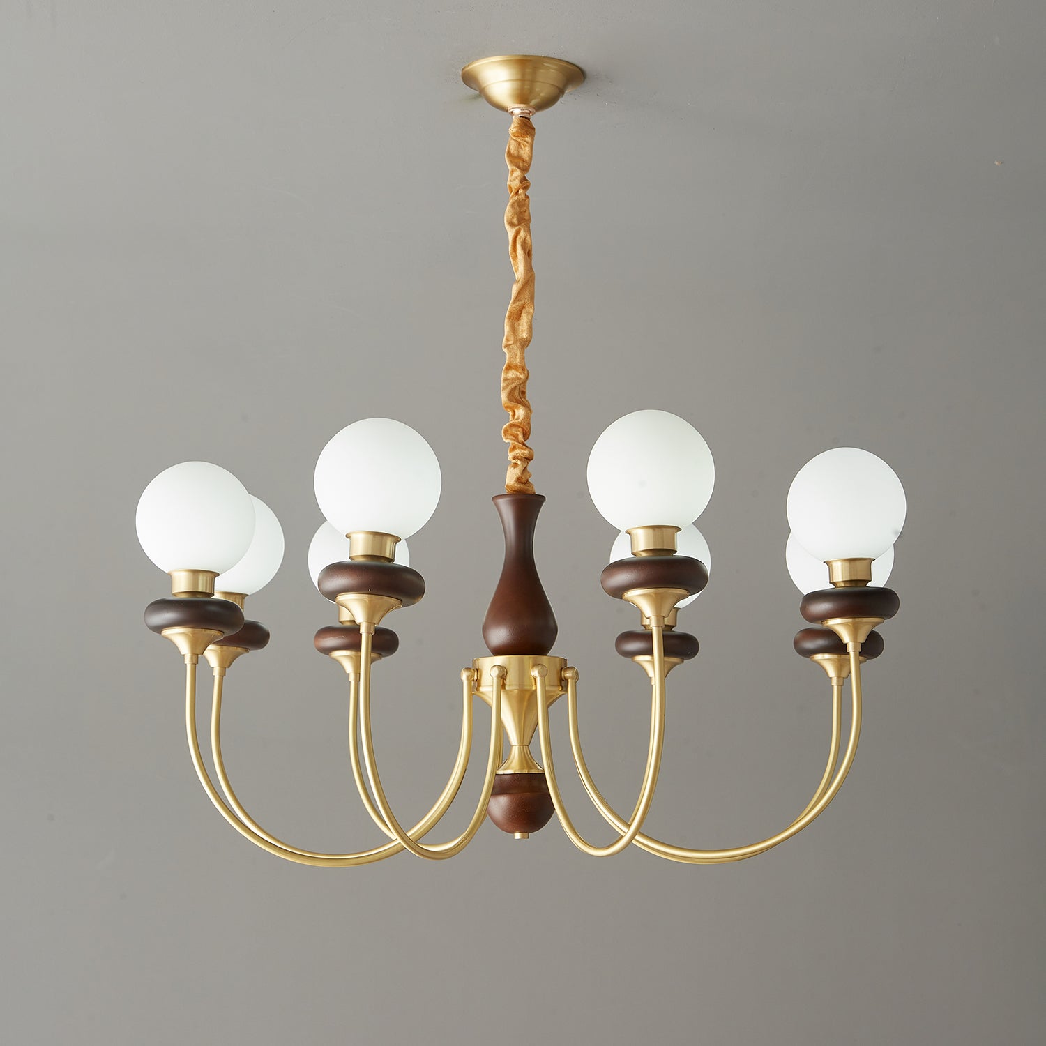 Cotheor Vintage Traditional Arc Wood Glass Chandelier - Letslighting
