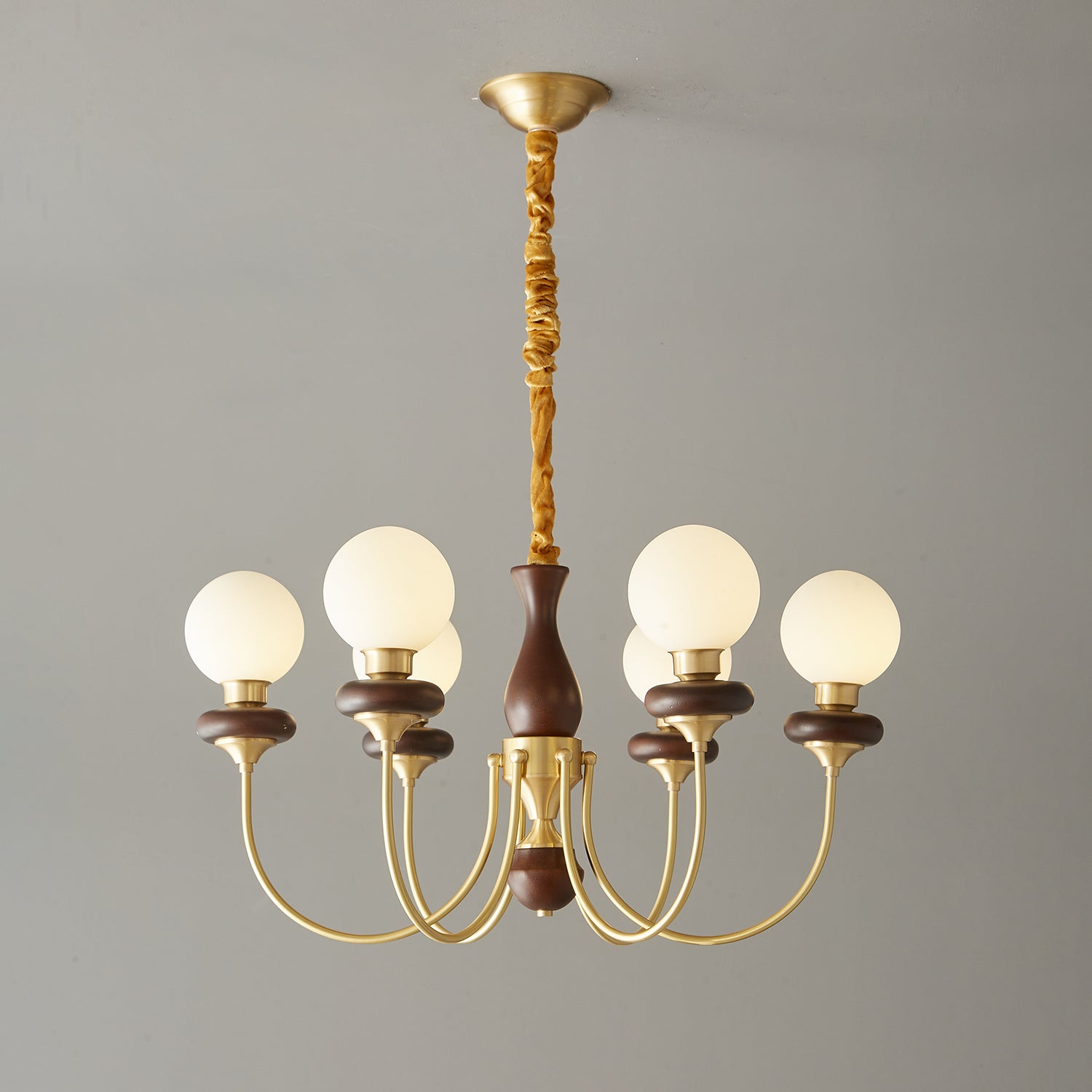 Cotheor Vintage Traditional Arc Wood Glass Chandelier - Letslighting