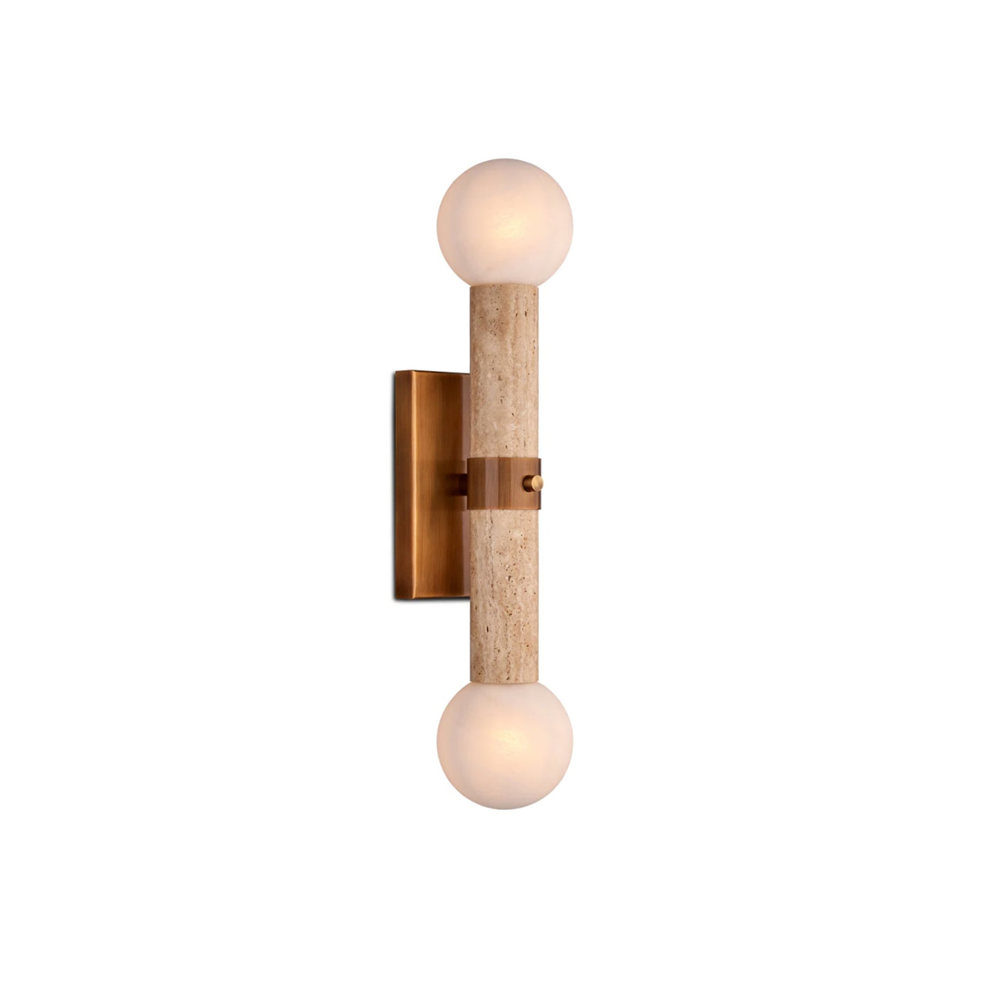 Dvaluvyh Modern Minimalist Travertine Metal Glass Wall Lamp - Lamp Copper