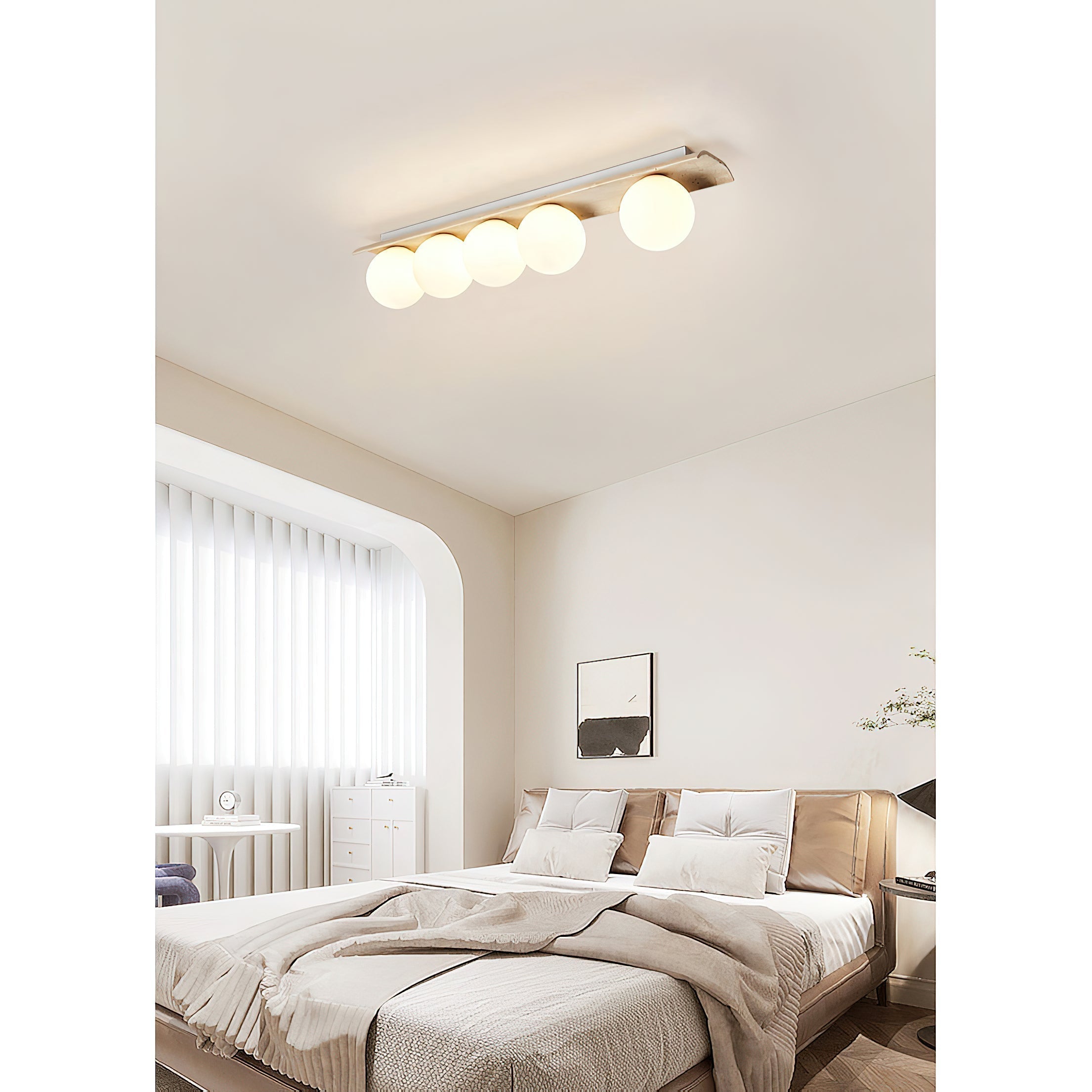 Bianca Globe Modern Minimalist Travertine Glass Ceiling Lamp - Lamp Copper