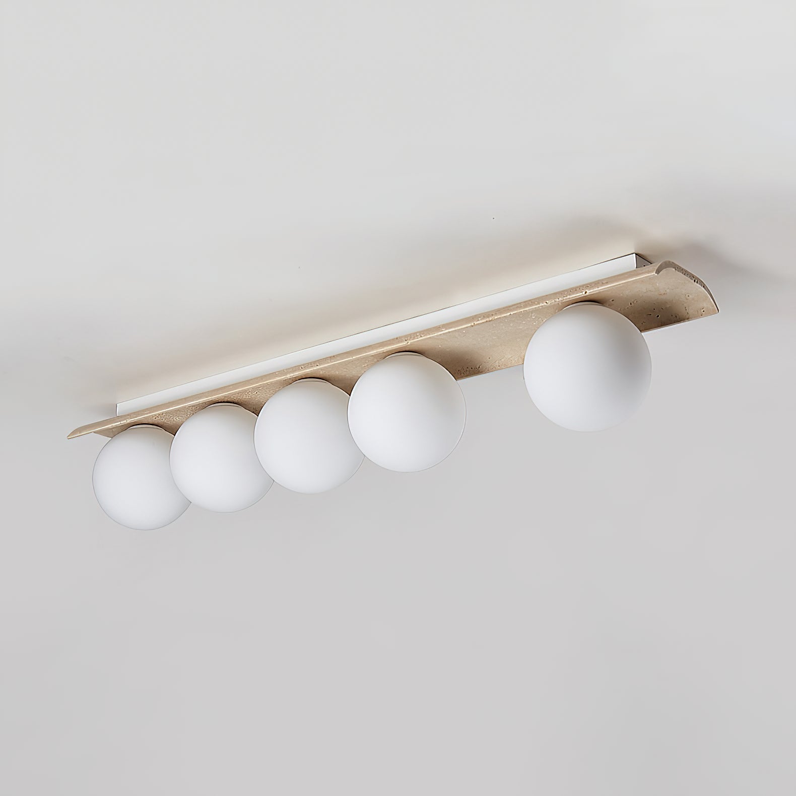 Bianca Globe Modern Minimalist Travertine Glass Ceiling Lamp - Lamp Copper
