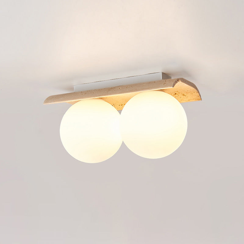 Bianca Globe Modern Minimalist Travertine Glass Ceiling Lamp - Lamp Copper