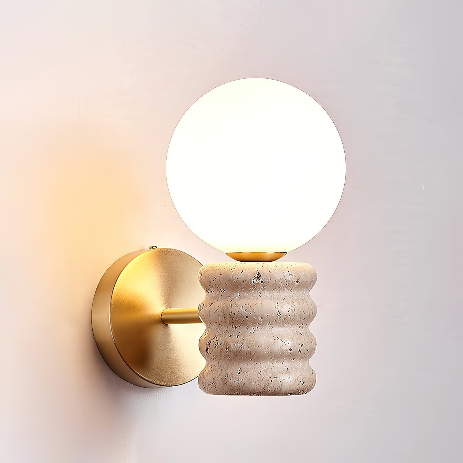 Ljomuvyh Modern Minimalist Travertine Glass Wall Lamp - Lamp Copper