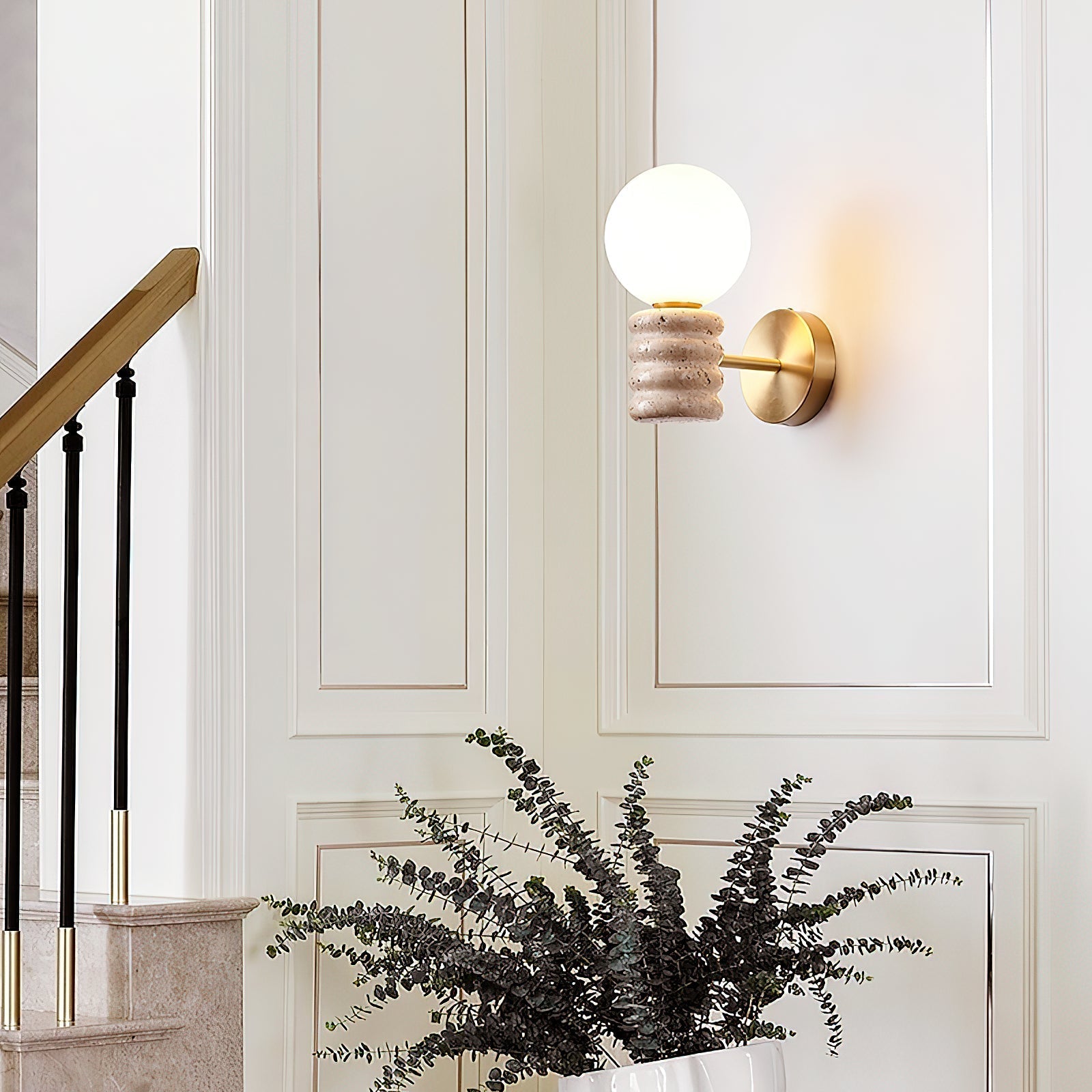 Ljomuvyh Modern Minimalist Travertine Glass Wall Lamp - Lamp Copper