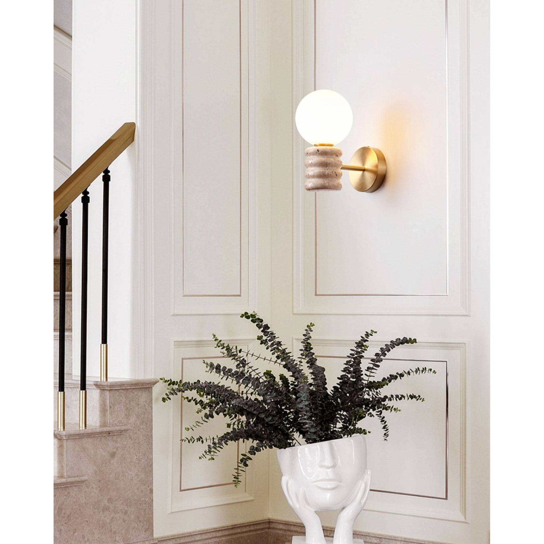 Ljomuvyh Modern Minimalist Travertine Glass Wall Lamp - Lamp Copper