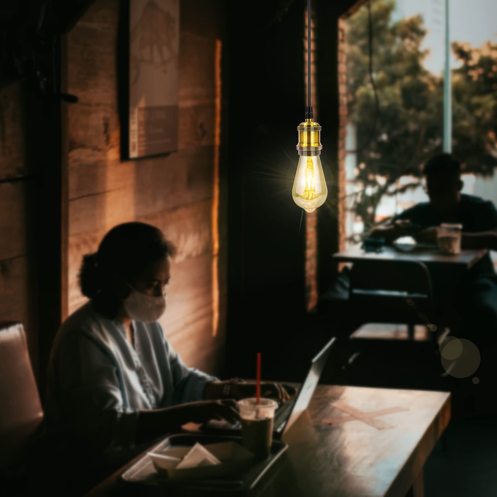 Silva Retro Lámpara colgante Negro/Oro Metal Vidrio Dormitorio