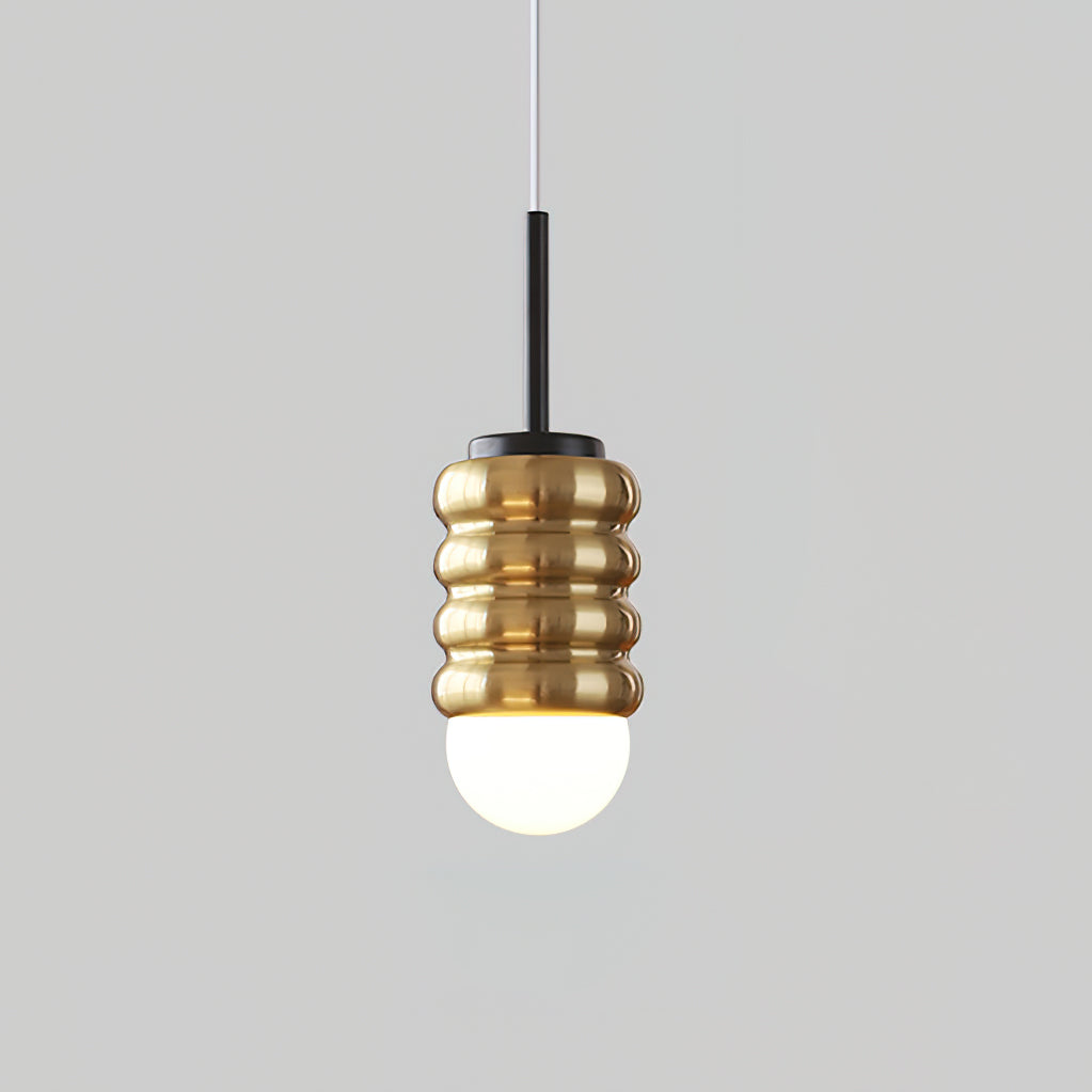Pendant Light Ribbed Ceramic Brass Midcentury - Letslighting