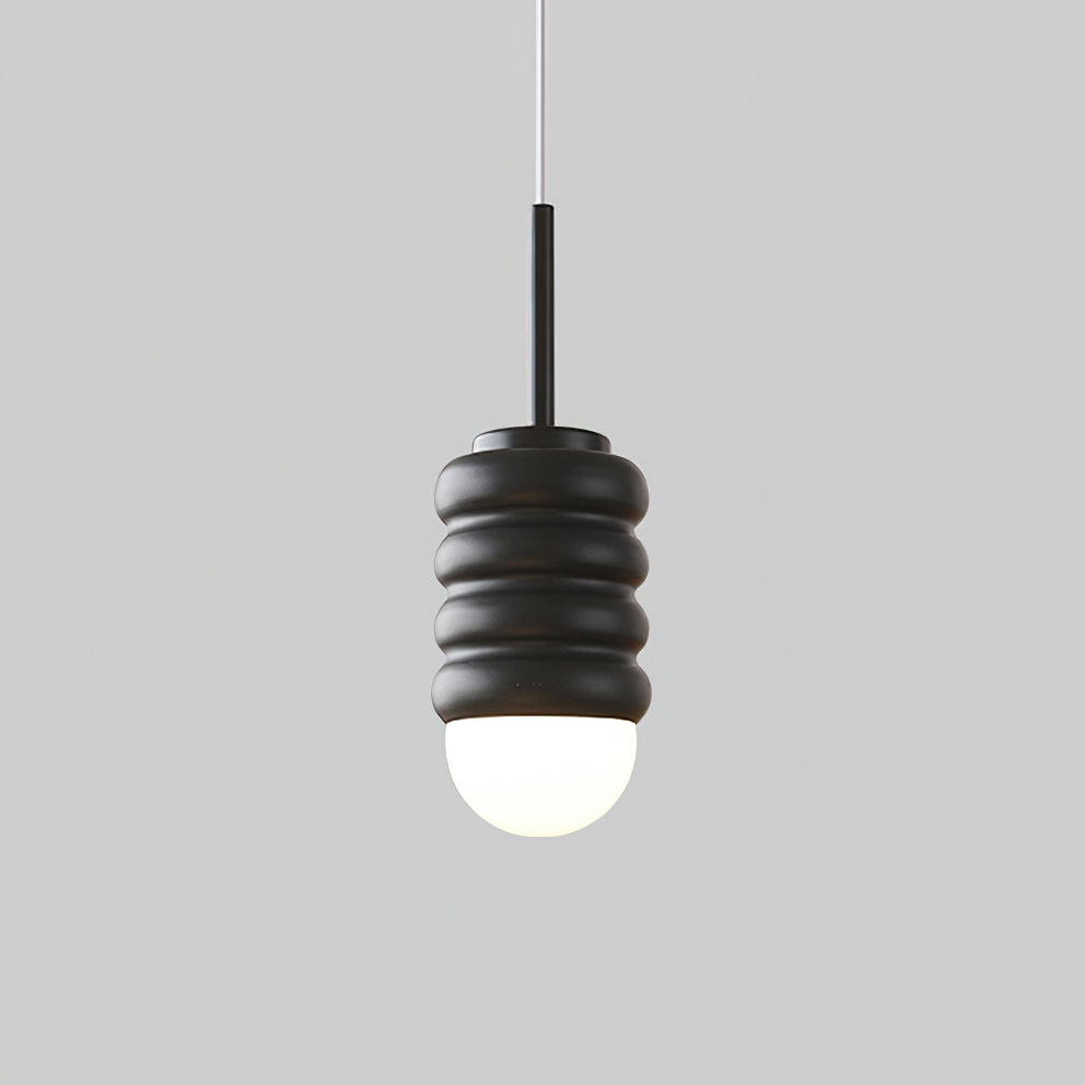 Pendant Light Ribbed Ceramic Brass Midcentury - Letslighting