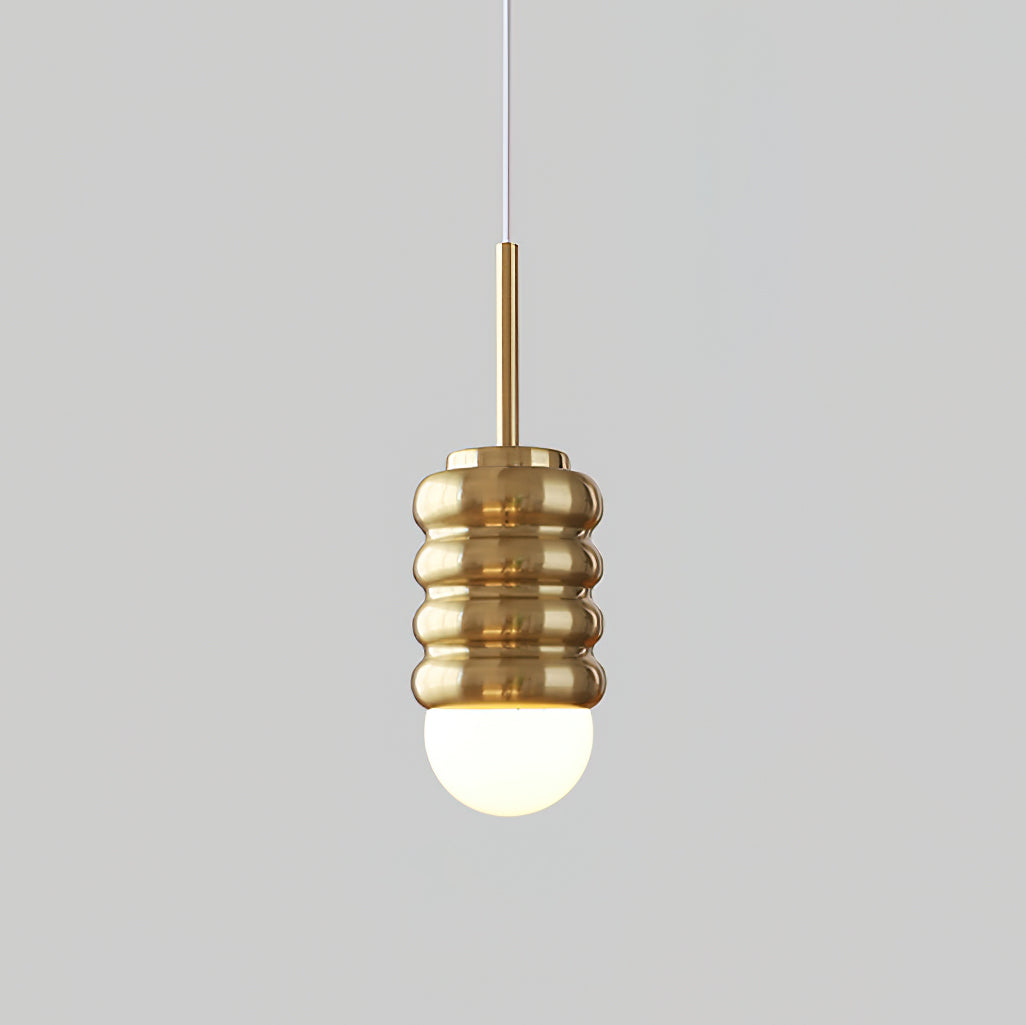 Pendant Light Ribbed Ceramic Brass Midcentury - Letslighting