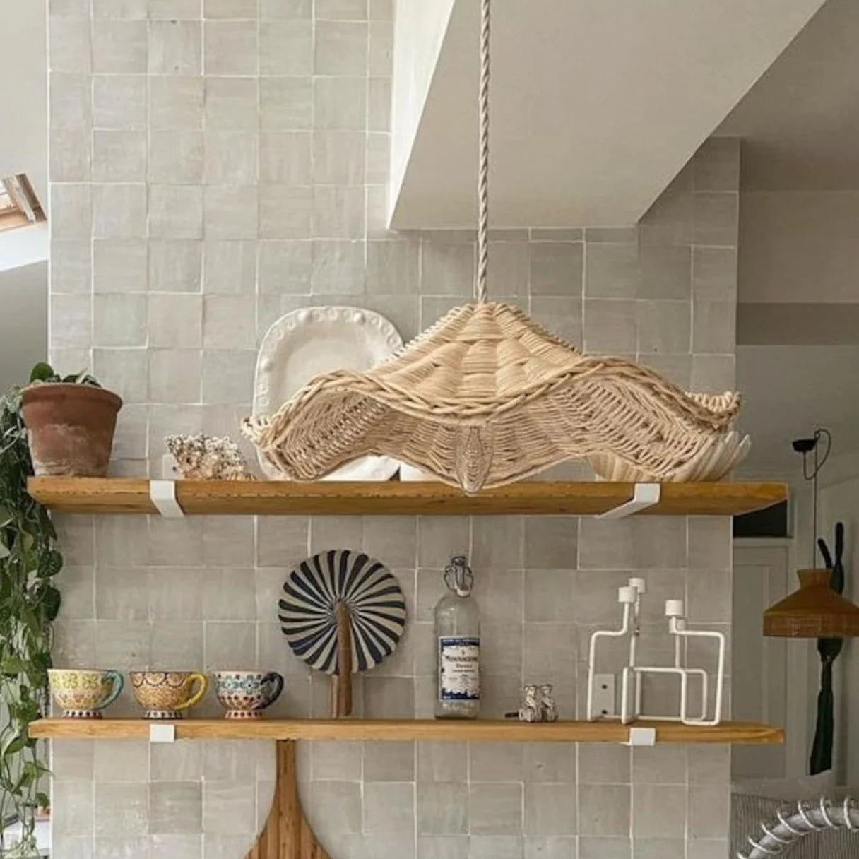 Ritta Ola Clásica LED Lámpara Colgante Ratán Salón/Comedor