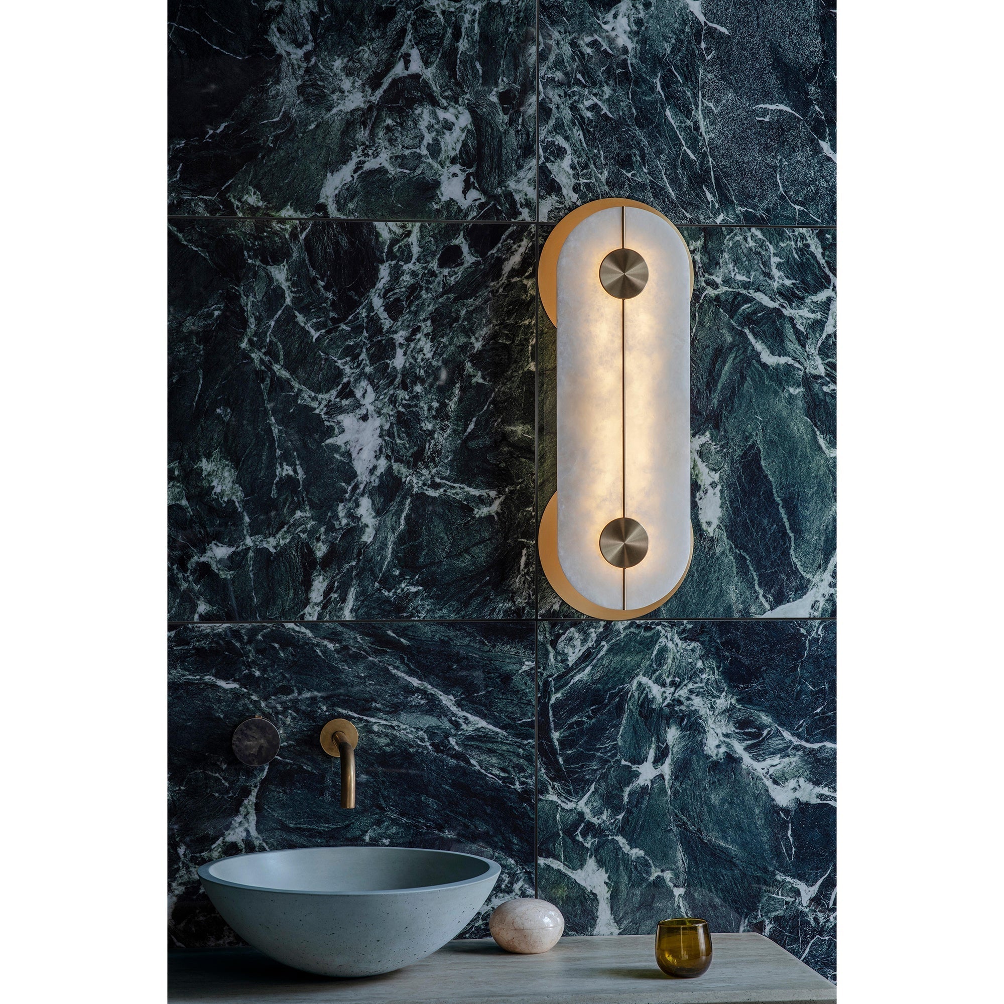 Auriel Modern Minimalist Brass Alabaster Wall Lamp - Lamp Copper