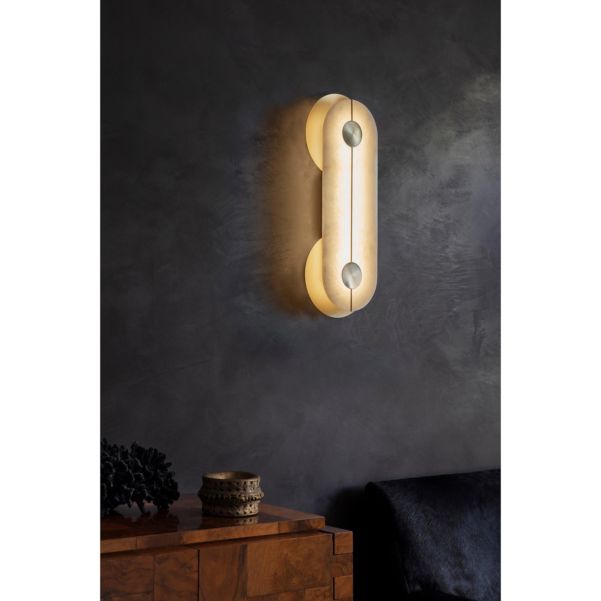 Auriel Modern Minimalist Brass Alabaster Wall Lamp - Lamp Copper