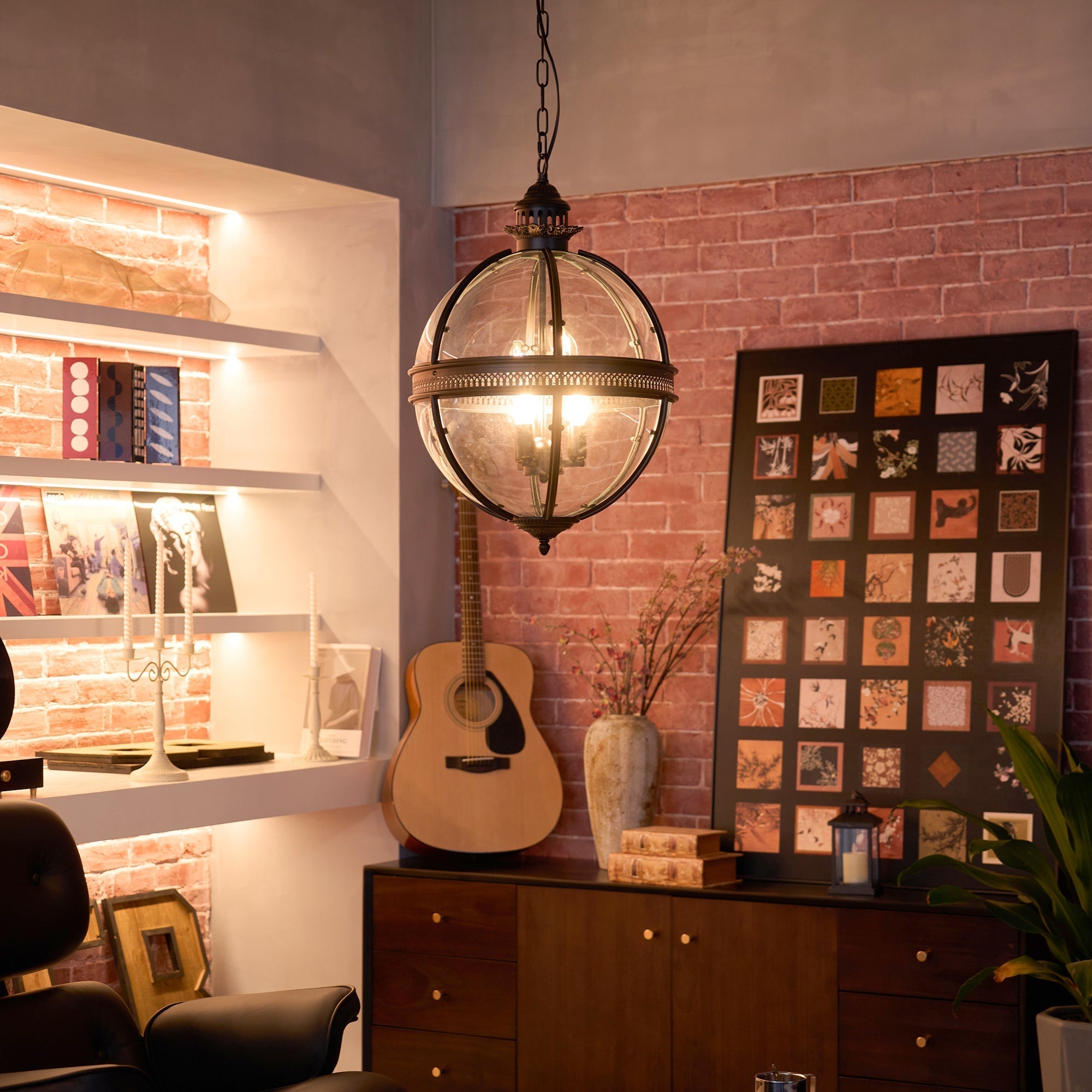 Epoch Lámpara Colgante Retro Braeden de Vidrio