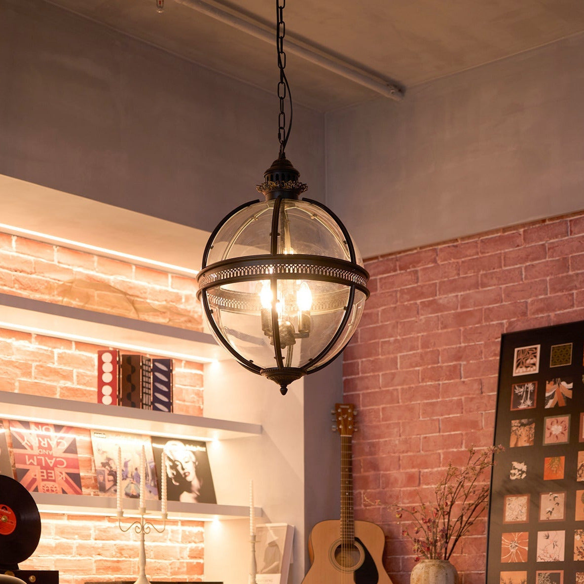 Epoch Lámpara Colgante Retro Braeden de Vidrio