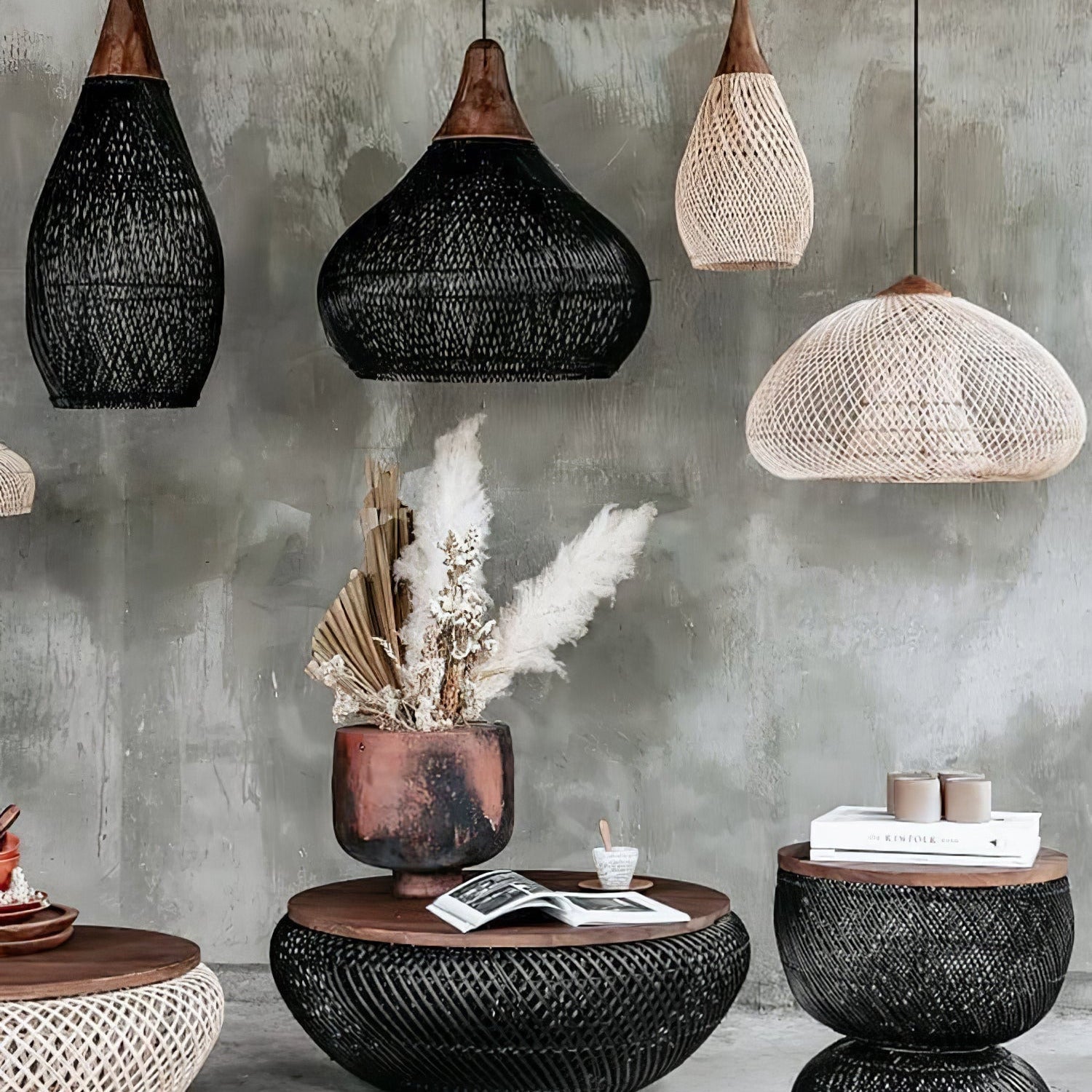 Ritta Lámpara Colgante de Ratán Trenzado para Sala de Estar