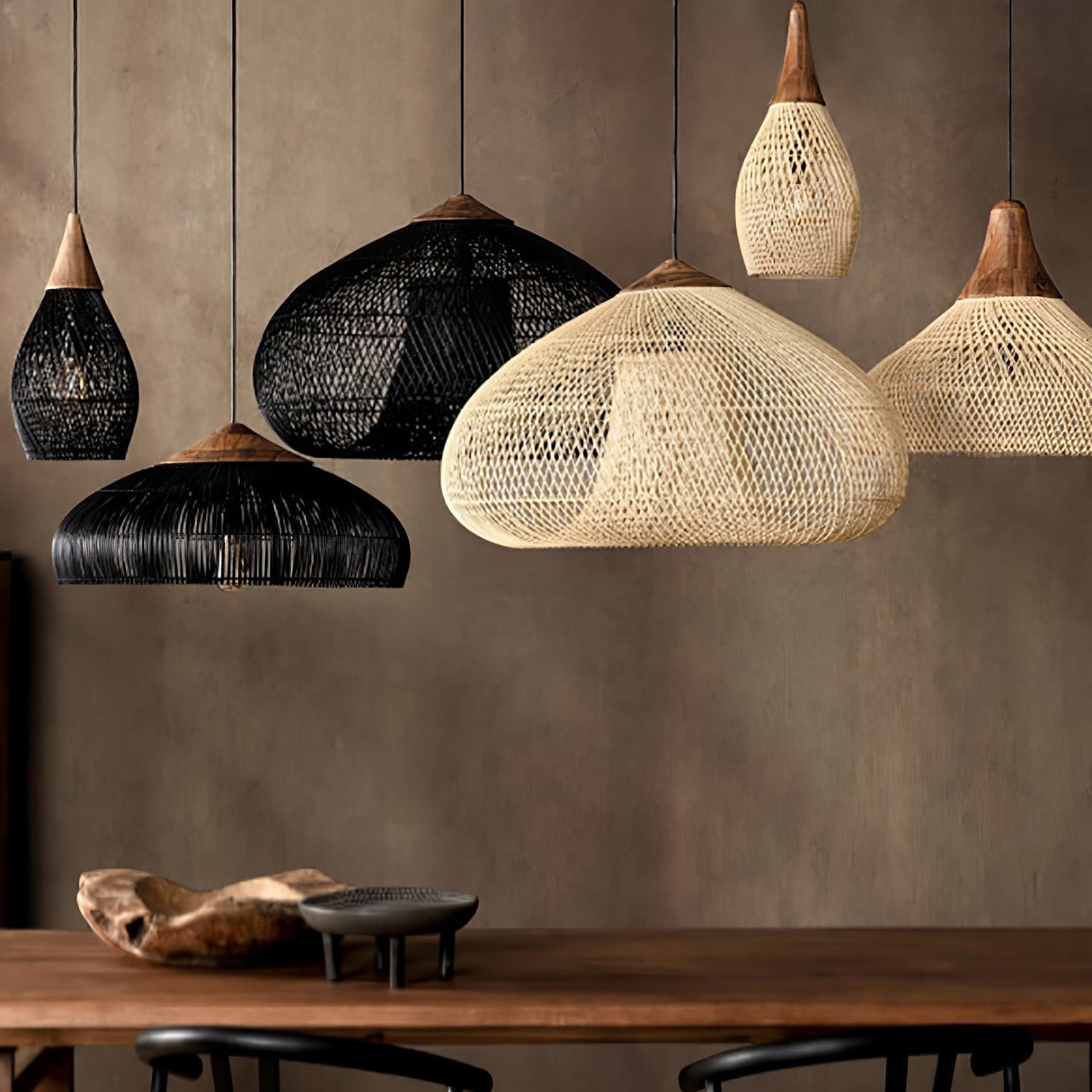 Ritta Lámpara Colgante de Ratán Trenzado para Sala de Estar