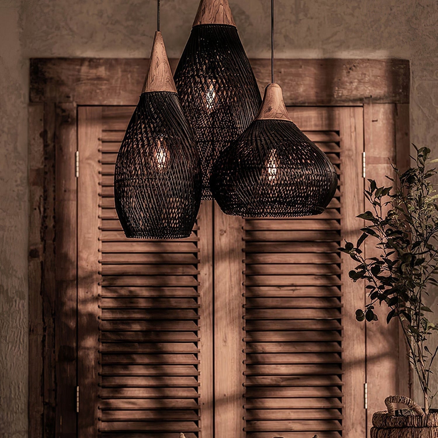 Ritta Lámpara Colgante de Ratán Trenzado para Sala de Estar