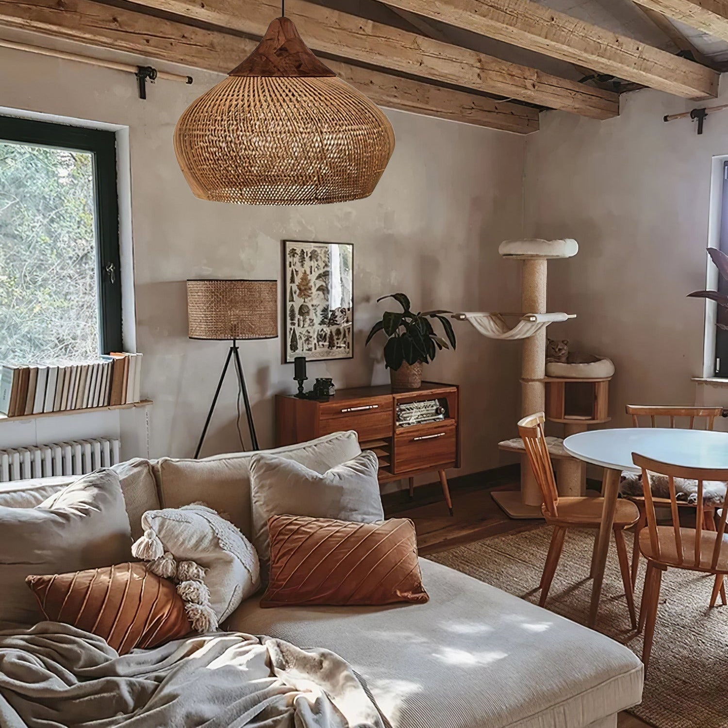 Ritta Lámpara Colgante de Ratán Trenzado para Sala de Estar