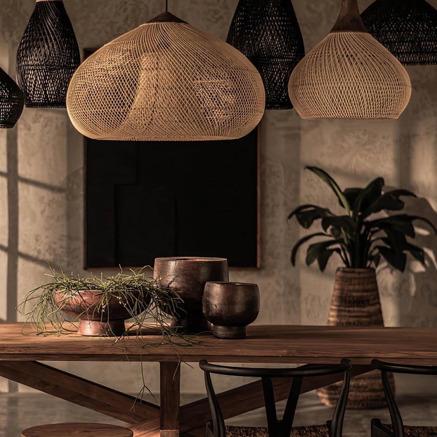 Ritta Lámpara Colgante de Ratán Trenzado para Sala de Estar