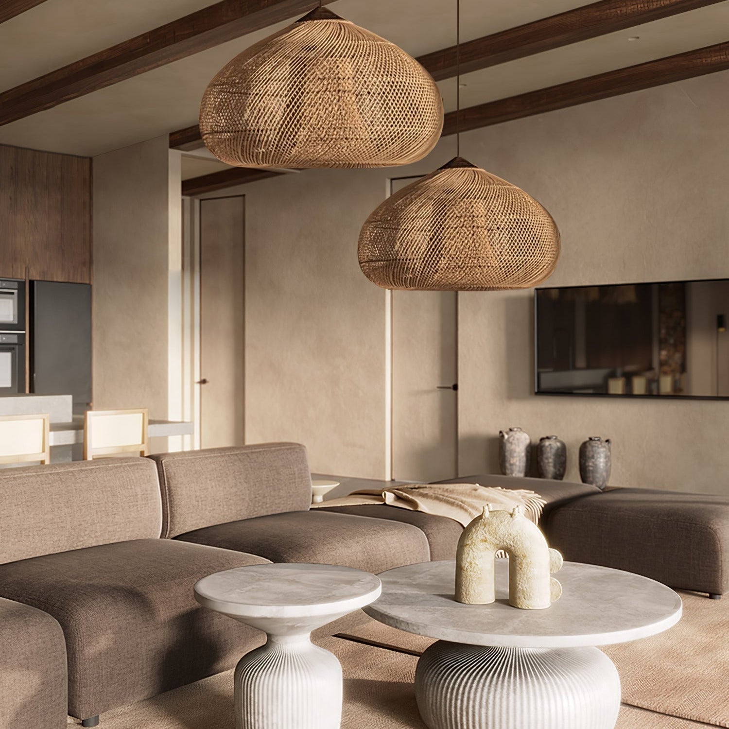 Ritta Lámpara Colgante de Ratán Trenzado para Sala de Estar