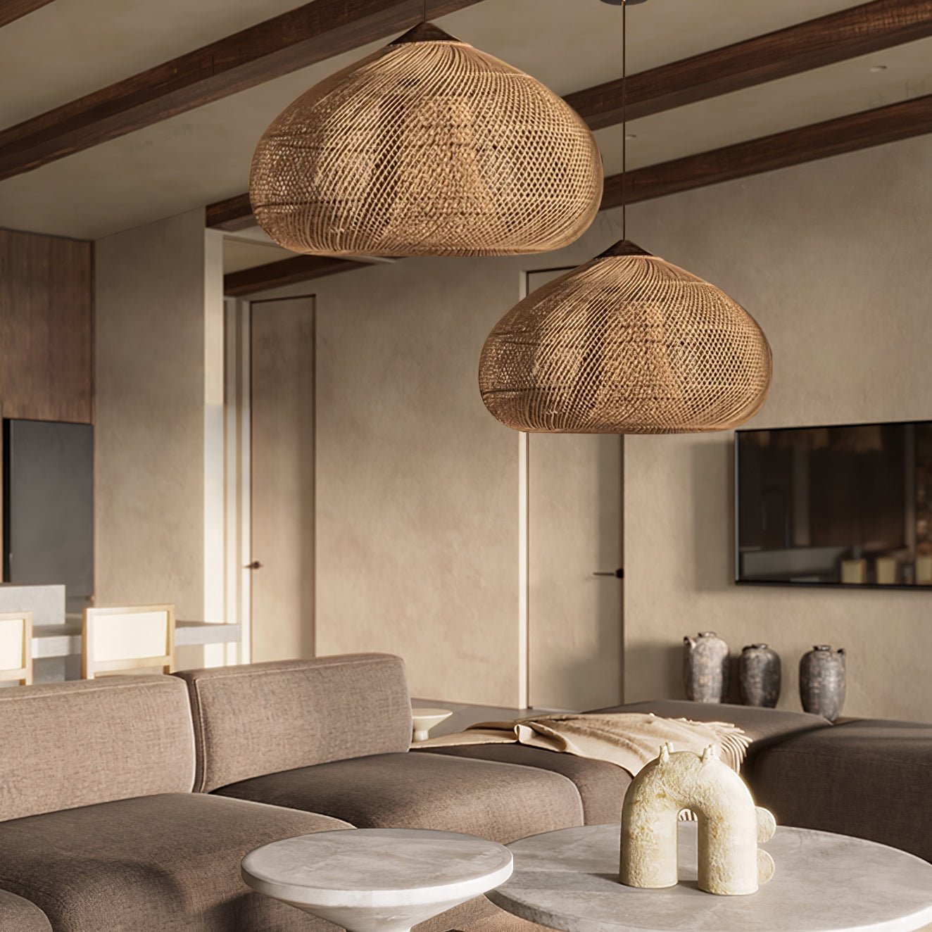 Ritta Lámpara Colgante de Ratán Trenzado para Sala de Estar