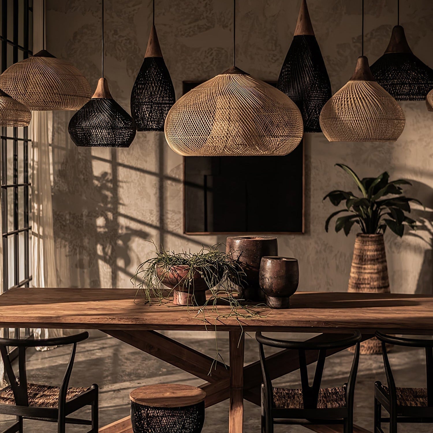 Ritta Lámpara Colgante de Ratán Trenzado para Sala de Estar