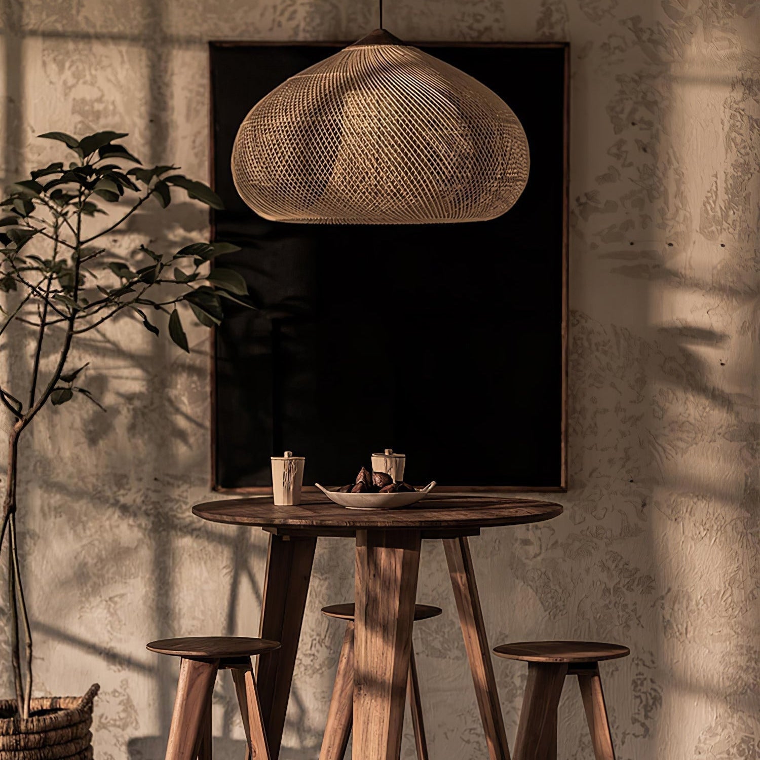 Ritta Lámpara Colgante de Ratán Trenzado para Sala de Estar