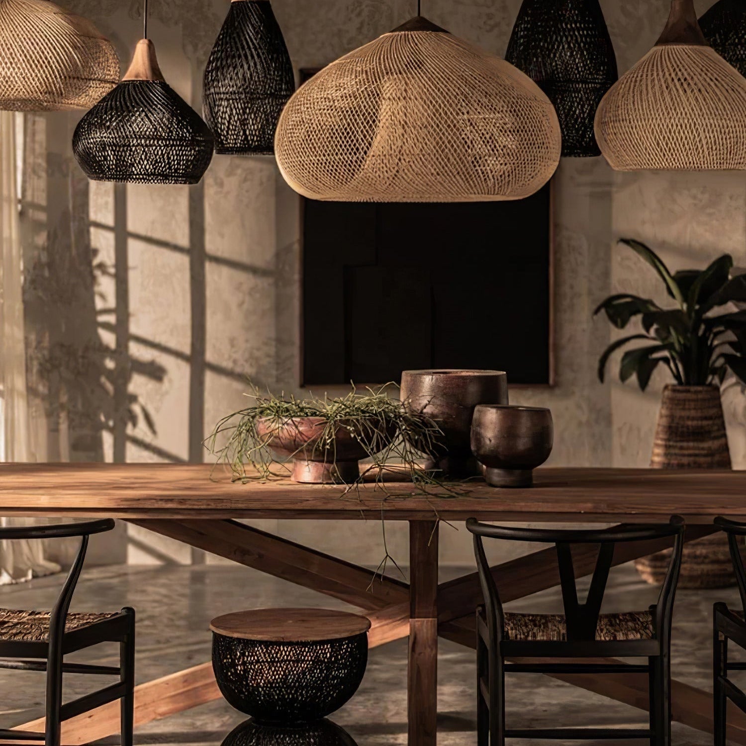 Ritta Lámpara Colgante de Ratán Trenzado para Sala de Estar