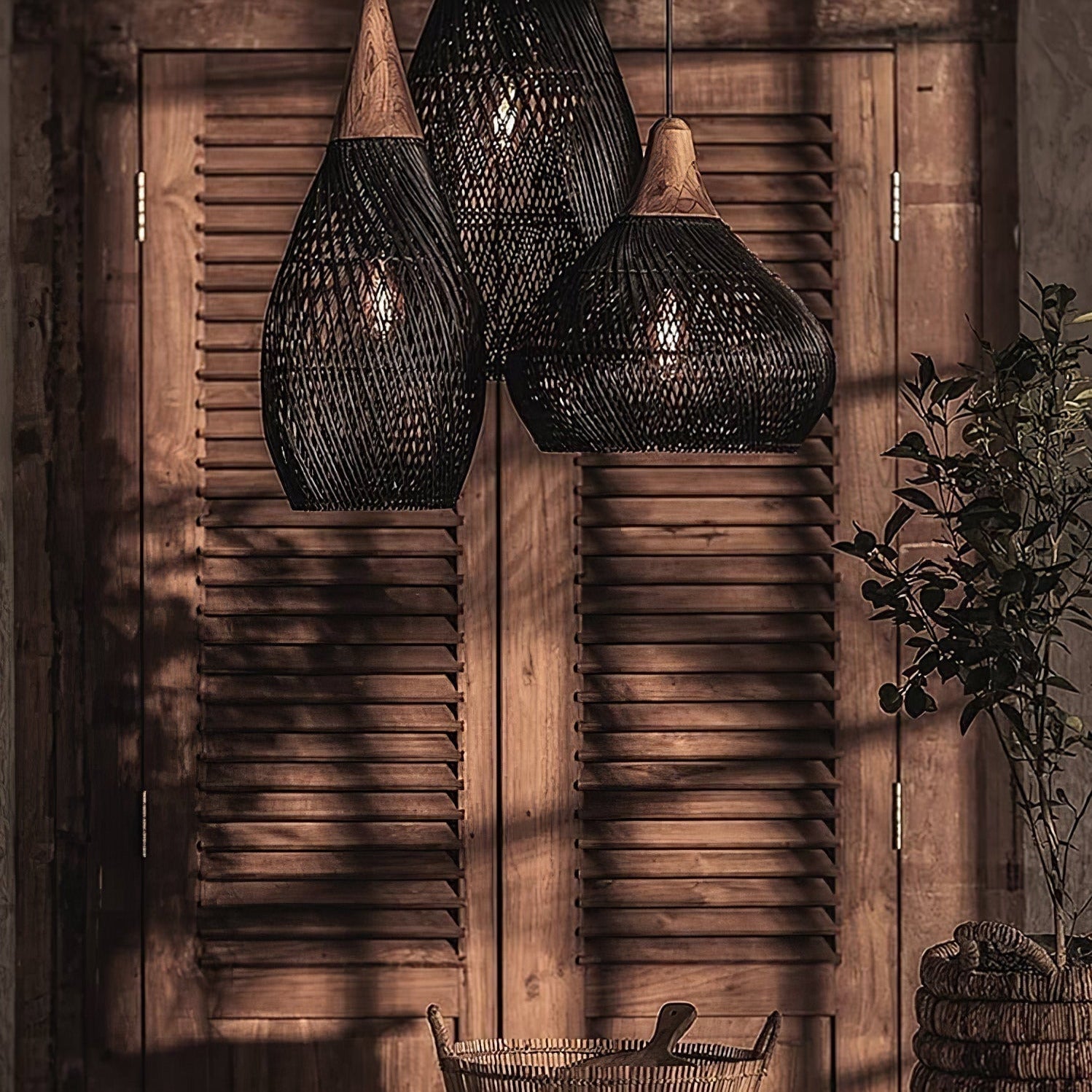 Ritta Lámpara Colgante de Ratán Trenzado para Sala de Estar