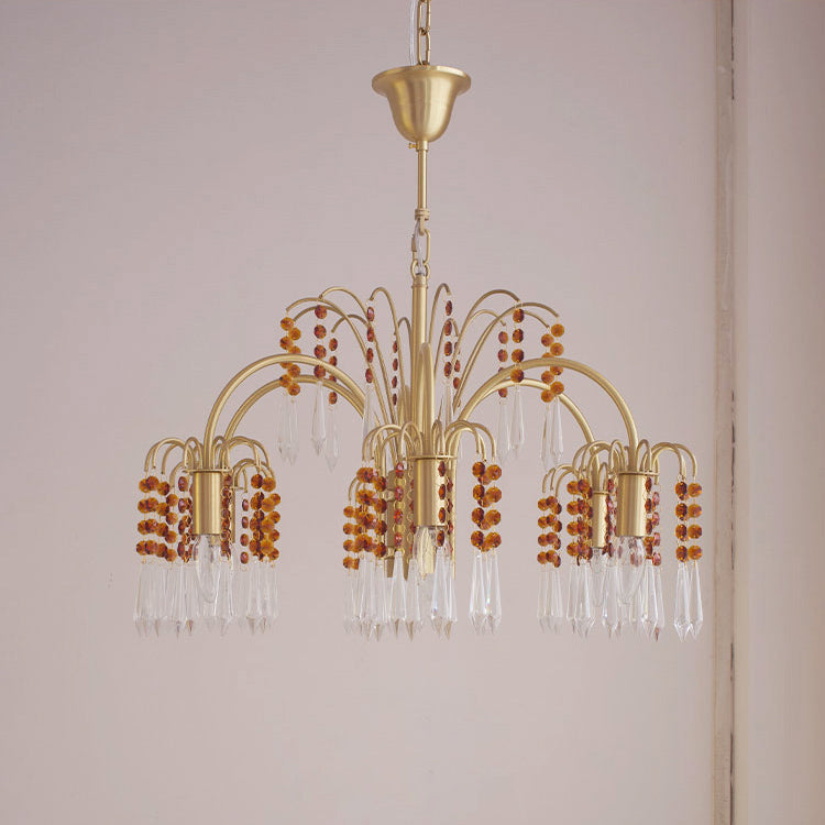 Voyant Premium Luxury Candle Crystal Chandelier - Lamp Copper