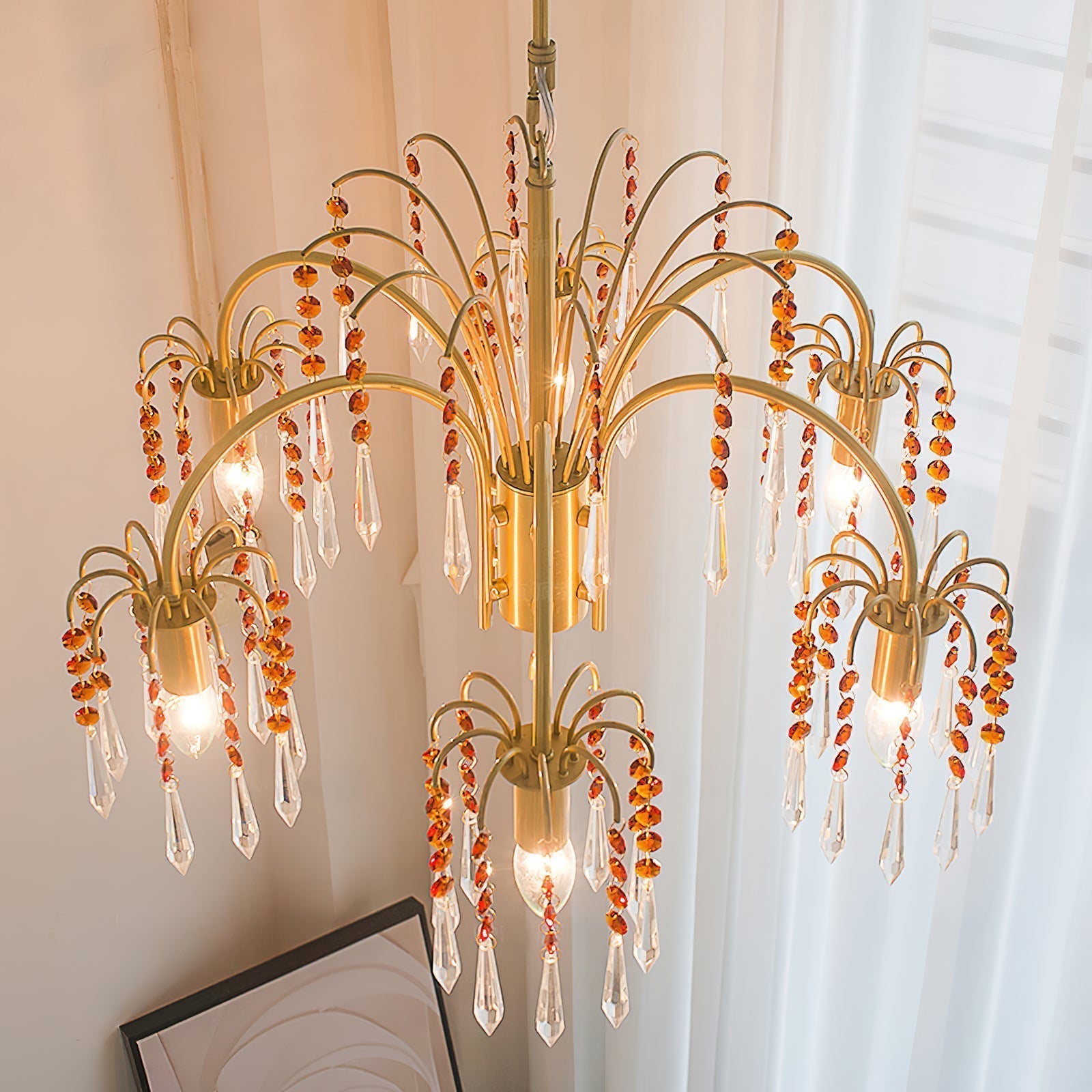 Voyant Premium Luxury Candle Crystal Chandelier - Lamp Copper