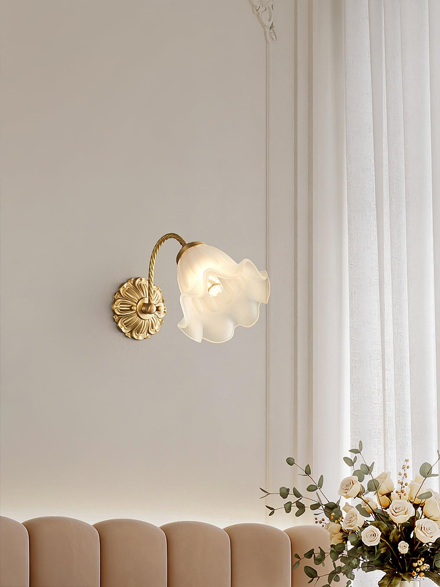 Brass Floral Glass Sconce - Letslighting