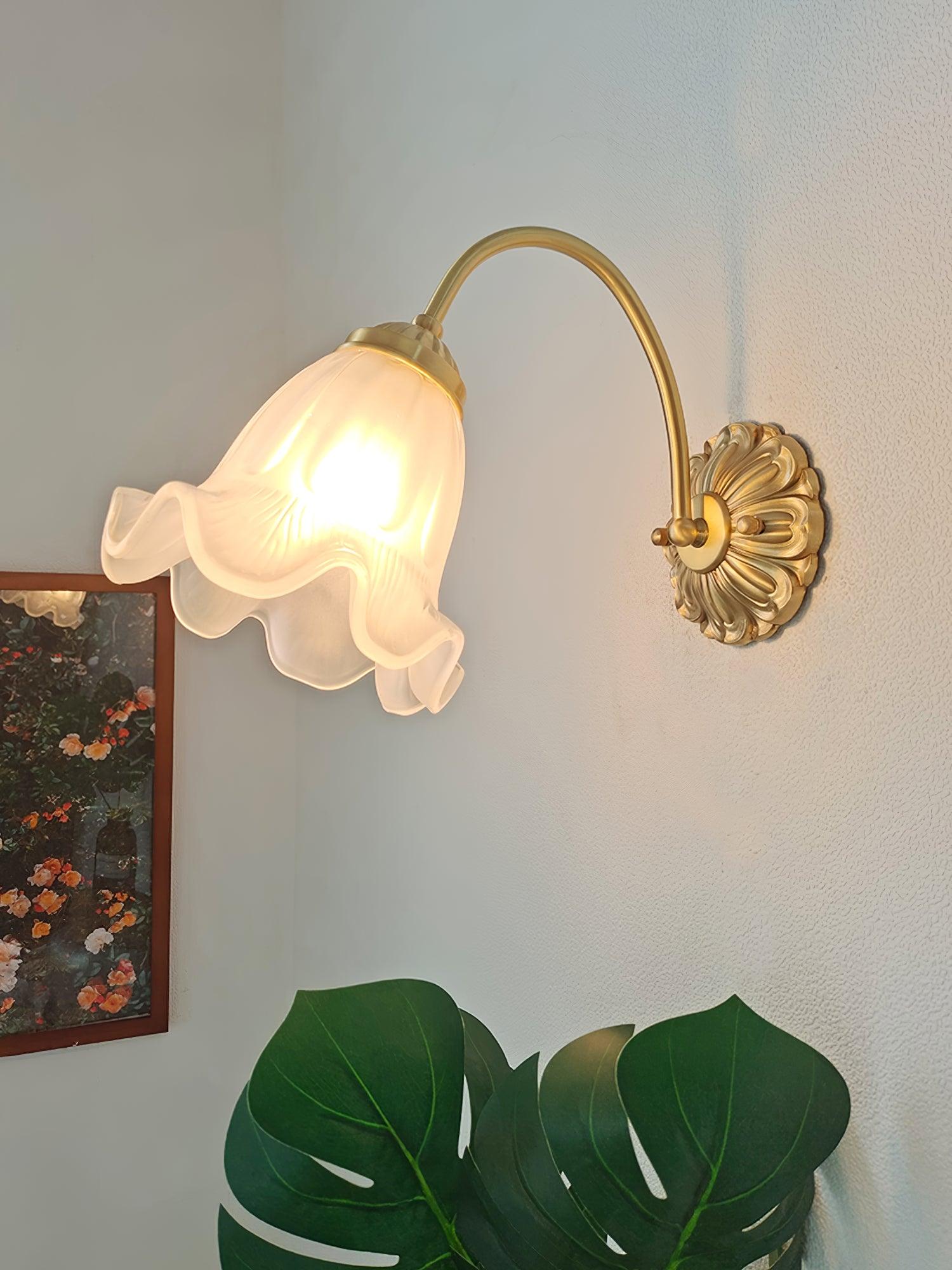 Brass Floral Glass Sconce - Letslighting