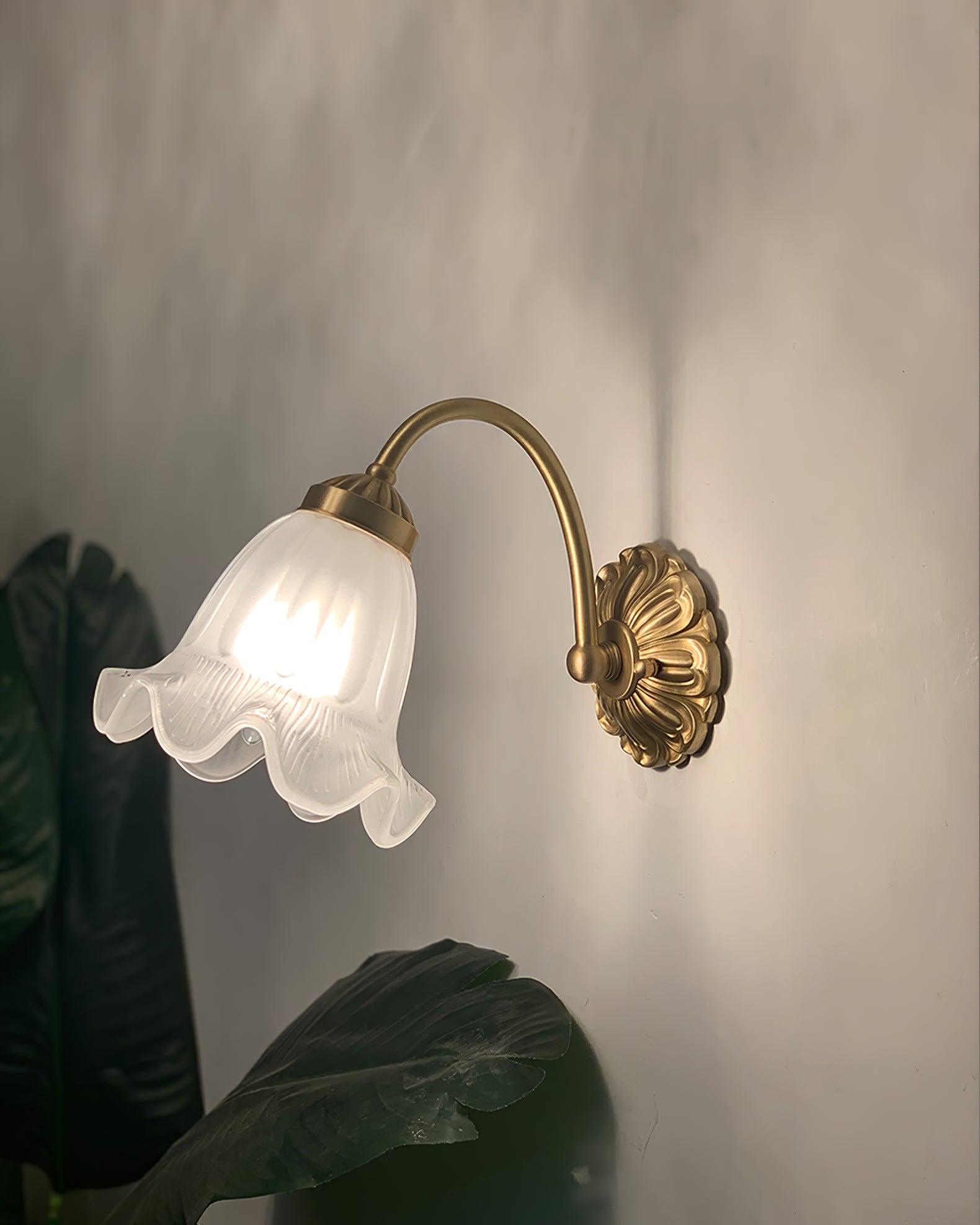Brass Floral Glass Sconce - Letslighting